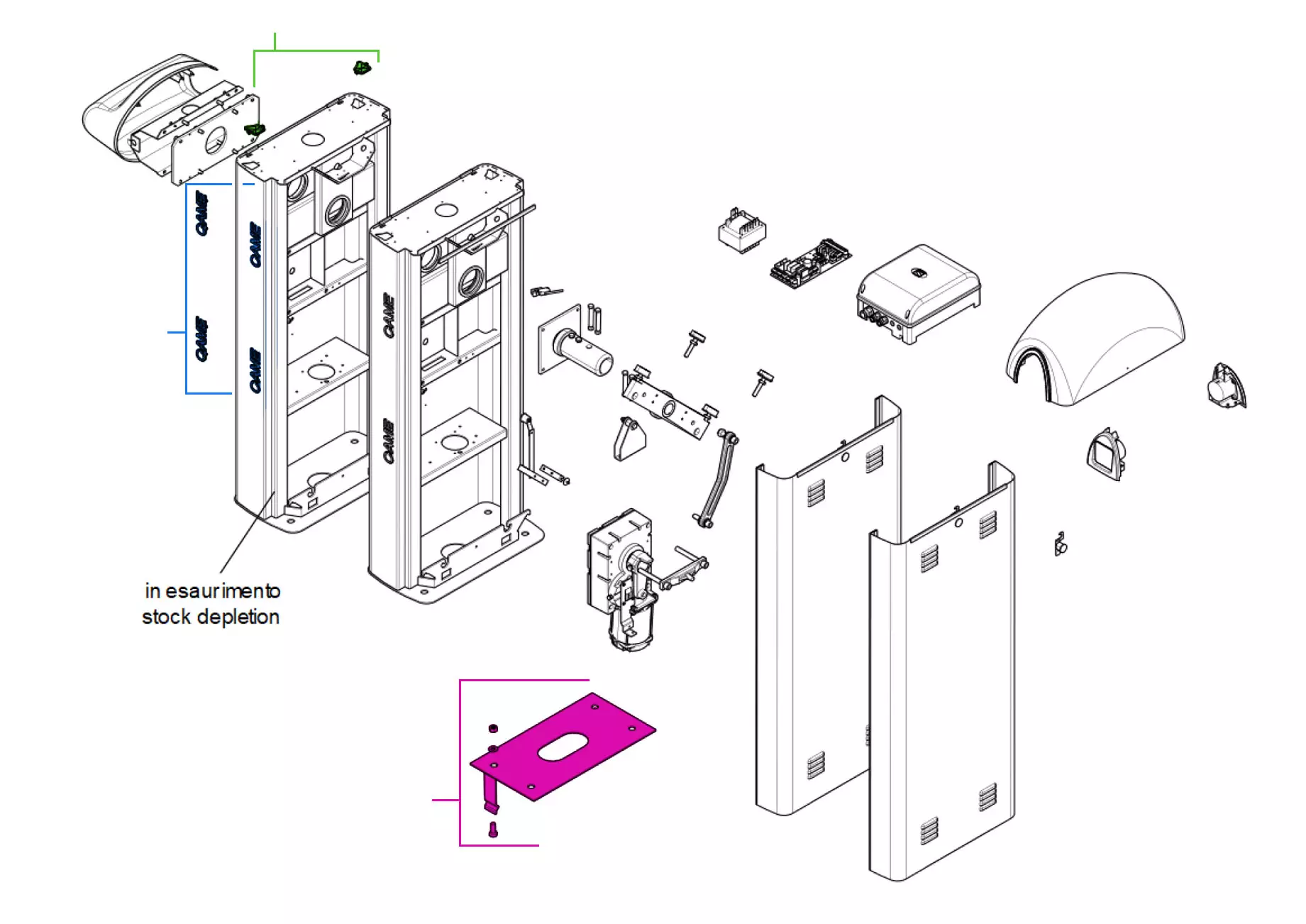 Pièces de rechange, schéma de l'entraînement CAME Came Gard 8 G2080E G2080IE