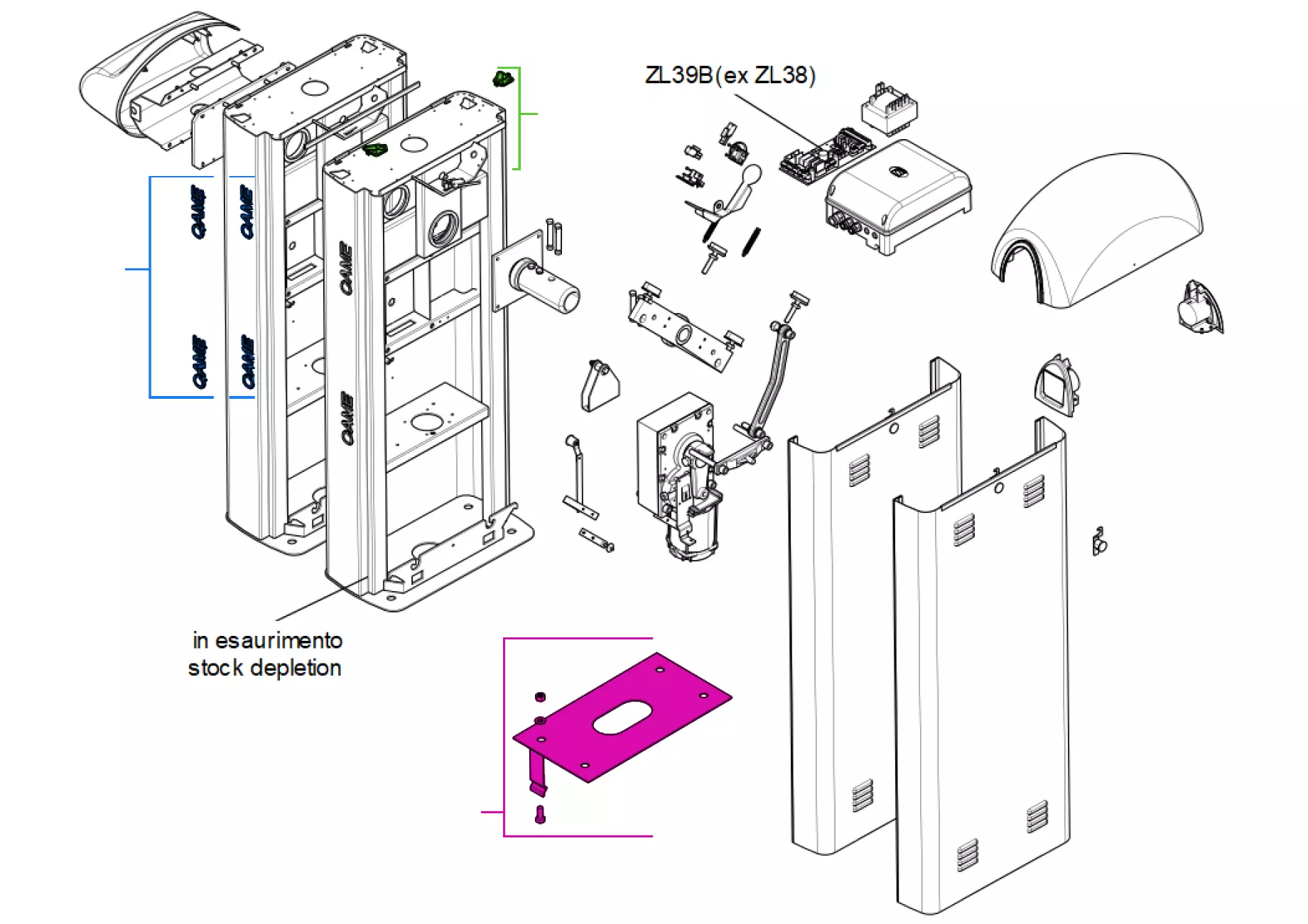 Pièces de rechange, schéma de l'entraînement CAME Came Gard 8 G2080Z G2080ZI