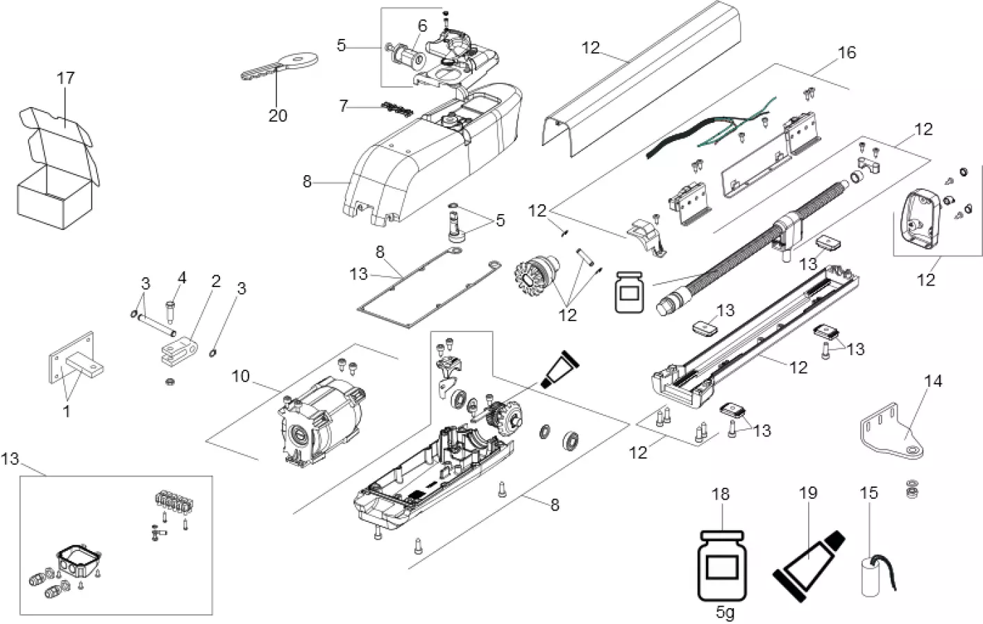 Pièces de rechange, schéma de l'entraînement FAAC Faac 413 230V LS