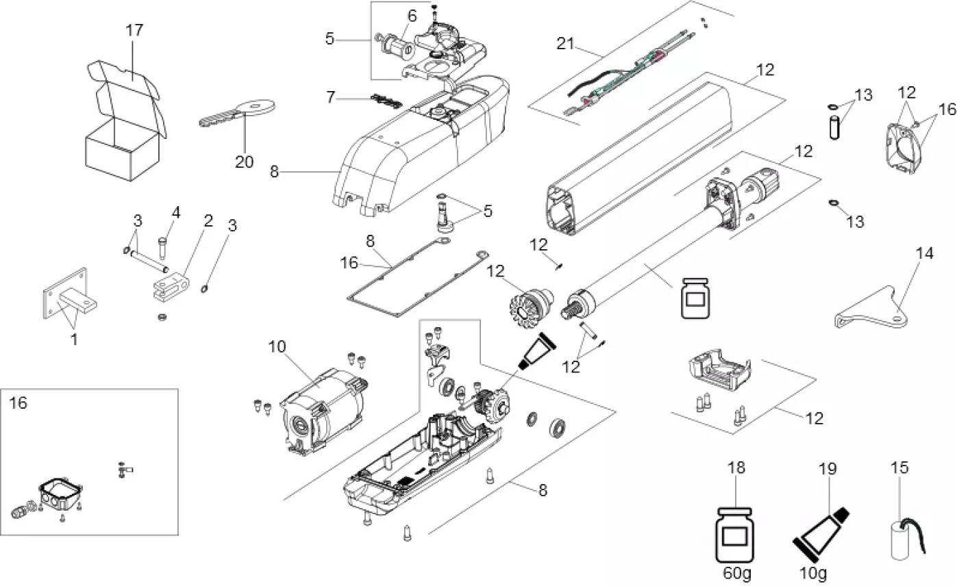 Pièces de rechange, schéma de l'entraînement FAAC Faac 415 115V L LS