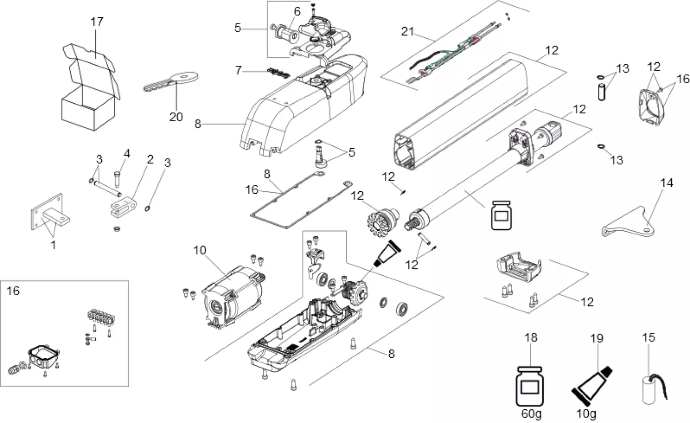 Pièces de rechange, schéma de l'entraînement FAAC Faac 415 230V L LS