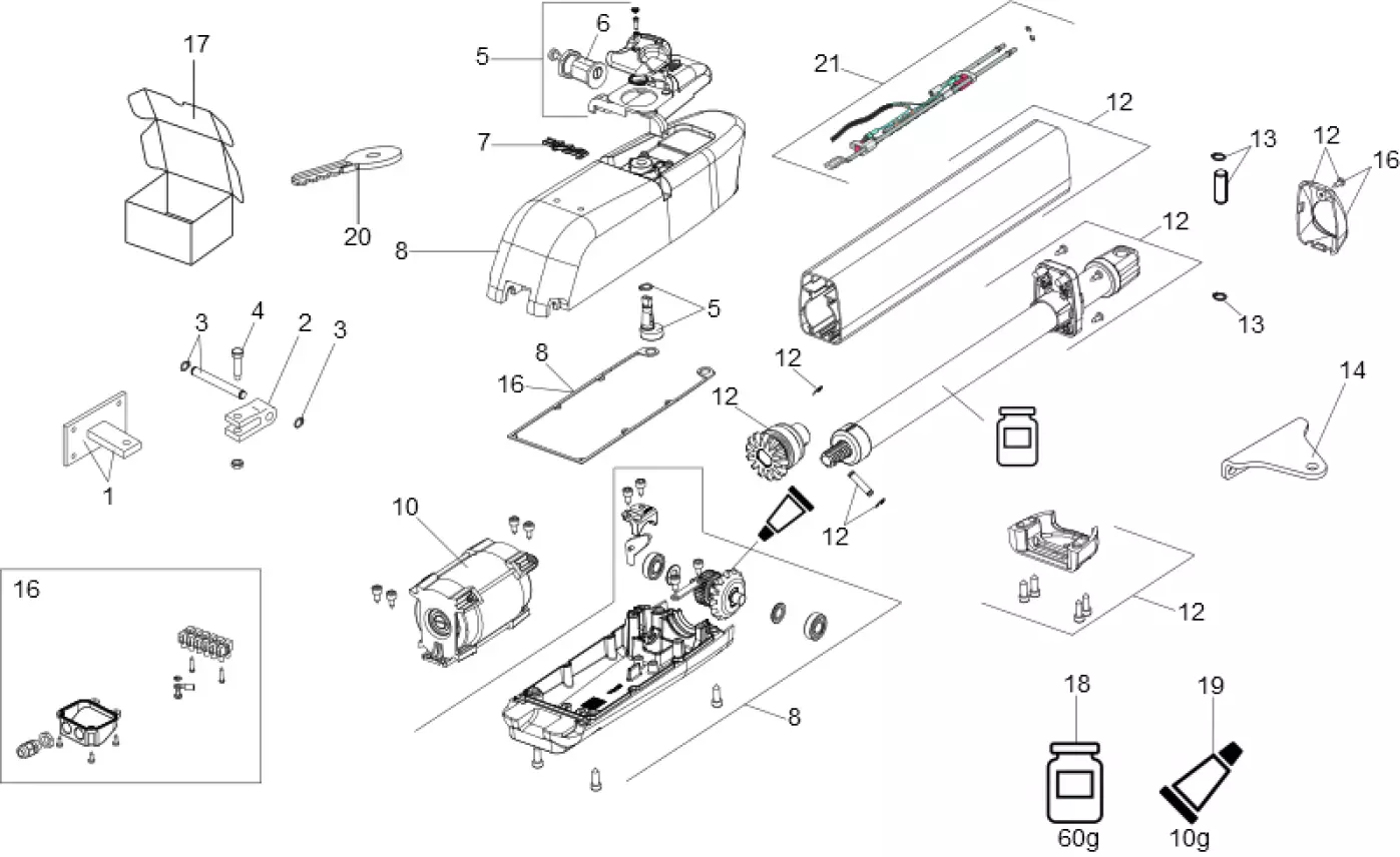 Pièces de rechange, schéma de l'entraînement FAAC Faac 415 24V L LS