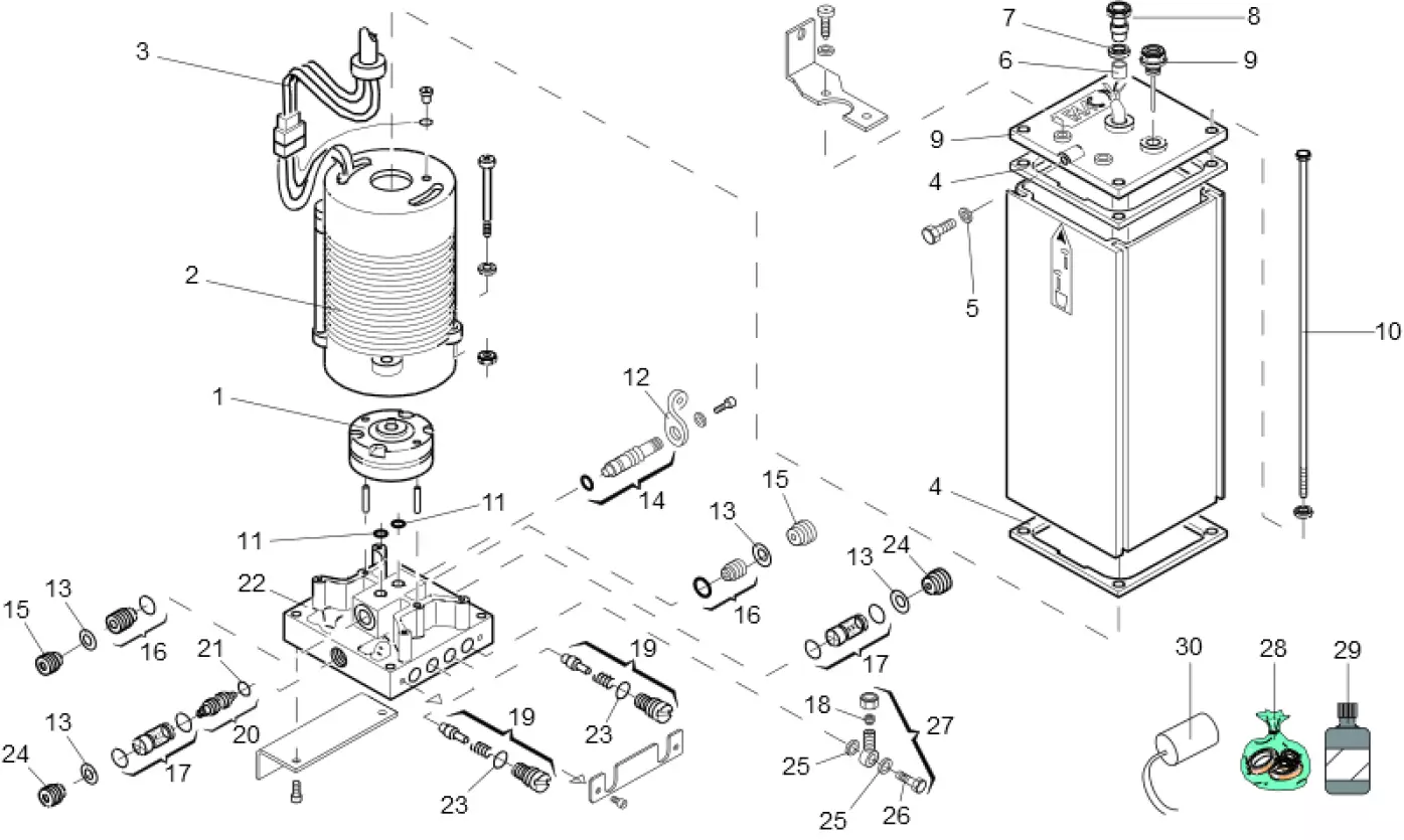 Pièces de rechange, schéma de l'entraînement FAAC Faac 750 CBAC Unité hydraulique