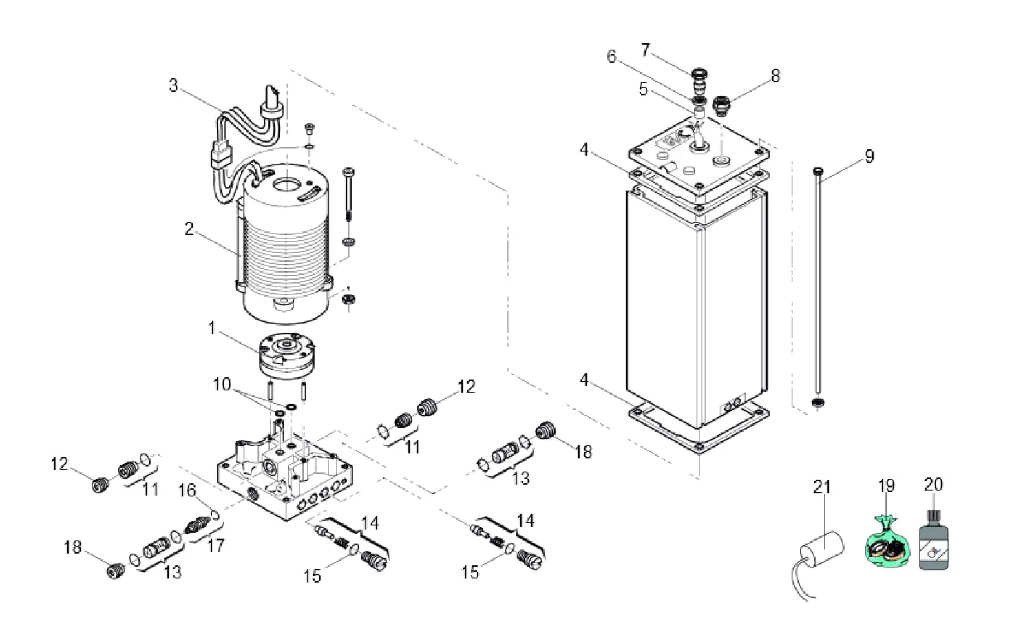 Pièces de rechange, schéma de l'entraînement FAAC Faac 760 CBAC Unité hydraulique