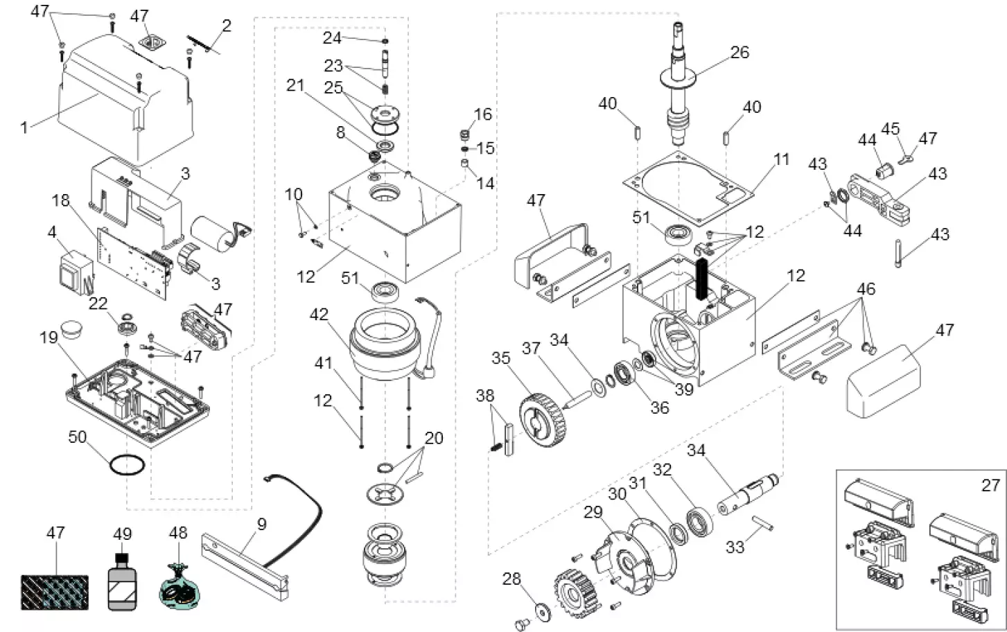 Pièces de rechange, schéma de l'entraînement FAAC Faac 844 ER 115V