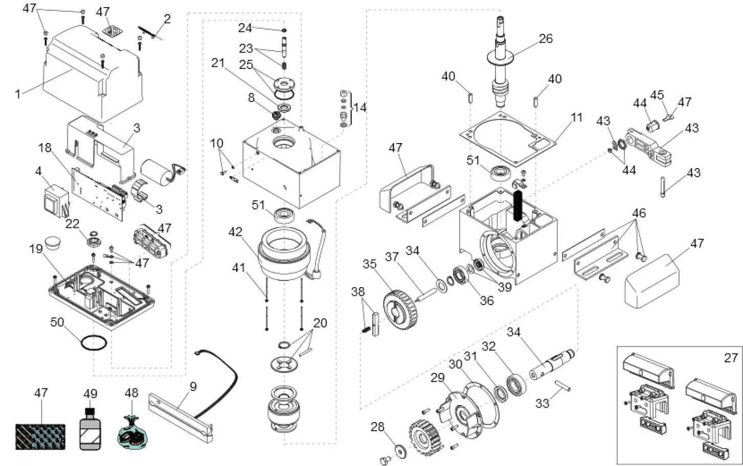 Pièces de rechange, schéma de l'entraînement FAAC Faac 844 ER 115V UL