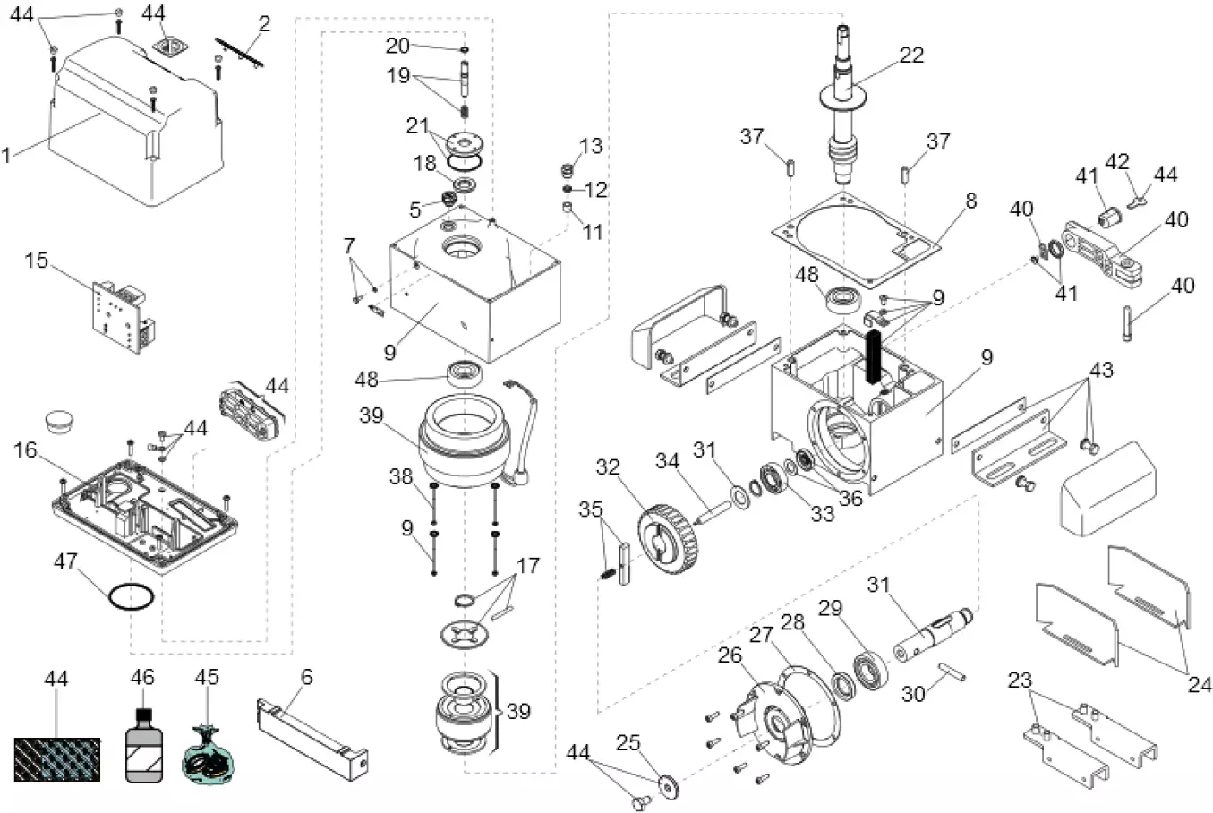 Pièces de rechange, schéma de l'entraînement FAAC Faac 844 R 3PH 230V
