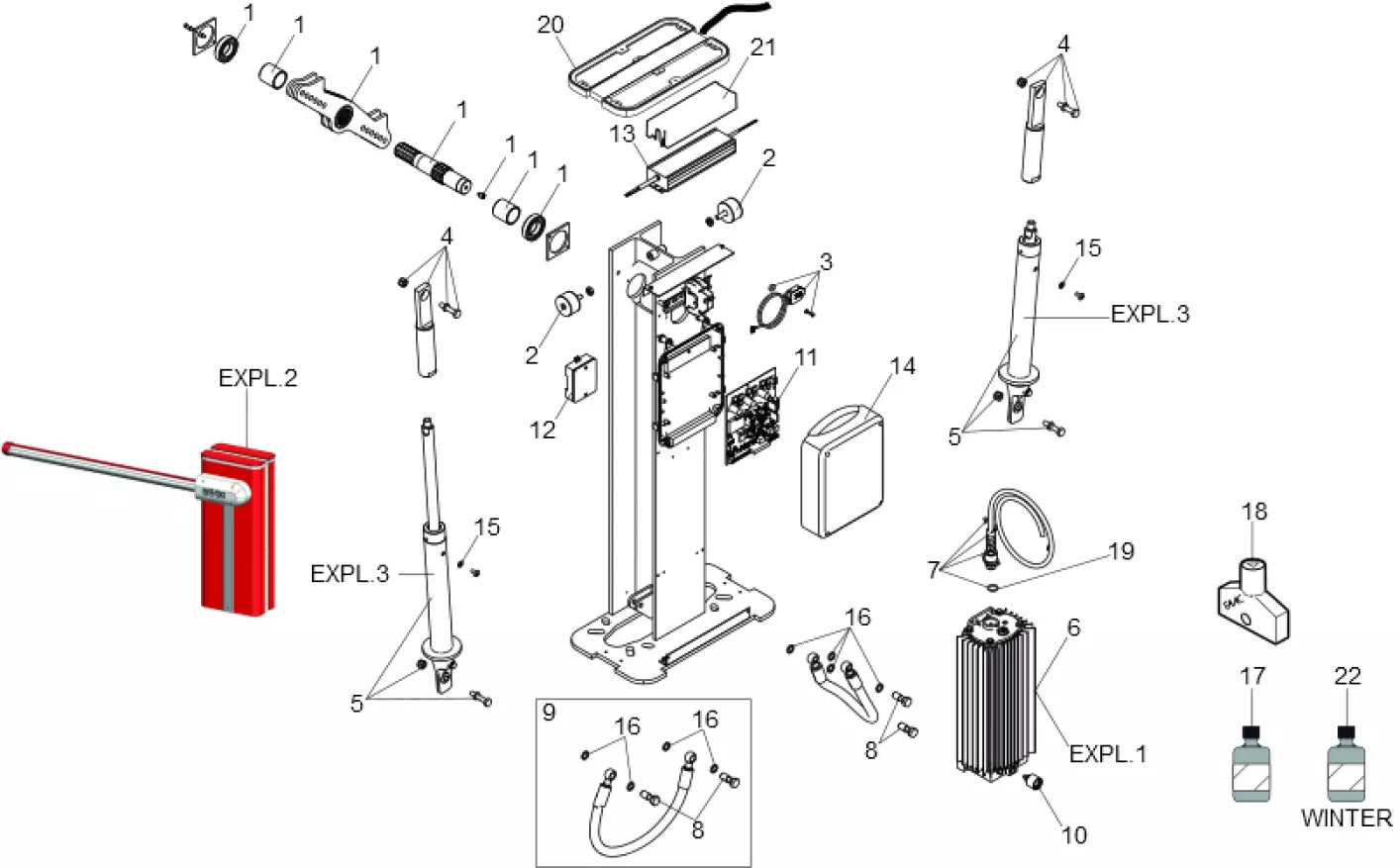 Pièces de rechange, schéma de l'entraînement FAAC Faac B680H 115V UL/CSA