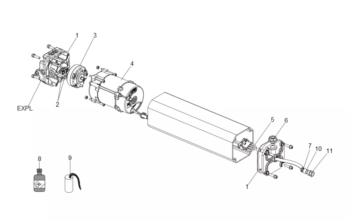 Pièces de rechange, schéma de l'entraînement FAAC Faac S800 115V CBAC Unité hydraulique