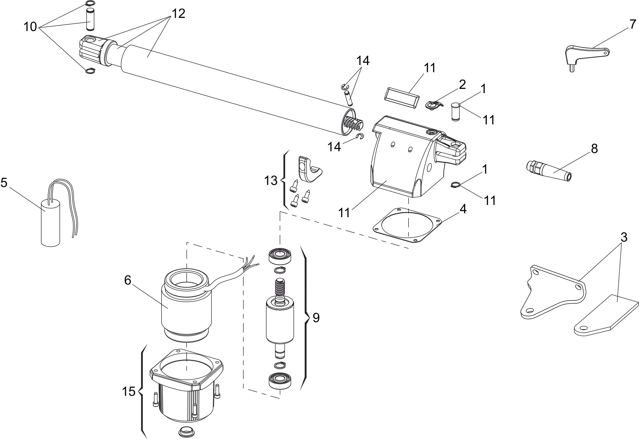 Pièces de rechange, schéma de l'entraînement Genius Genius Euro Bat 230V 500 DX