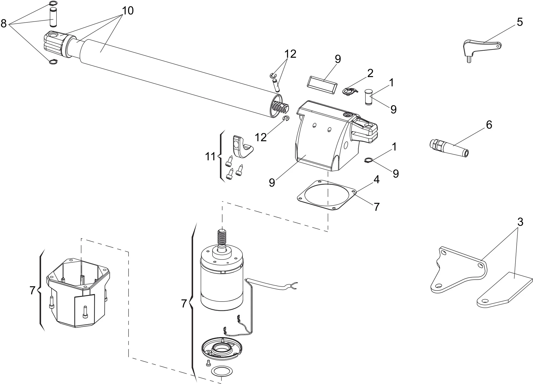Pièces de rechange, schéma de l'entraînement Genius Genius Euro Bat 324 DX