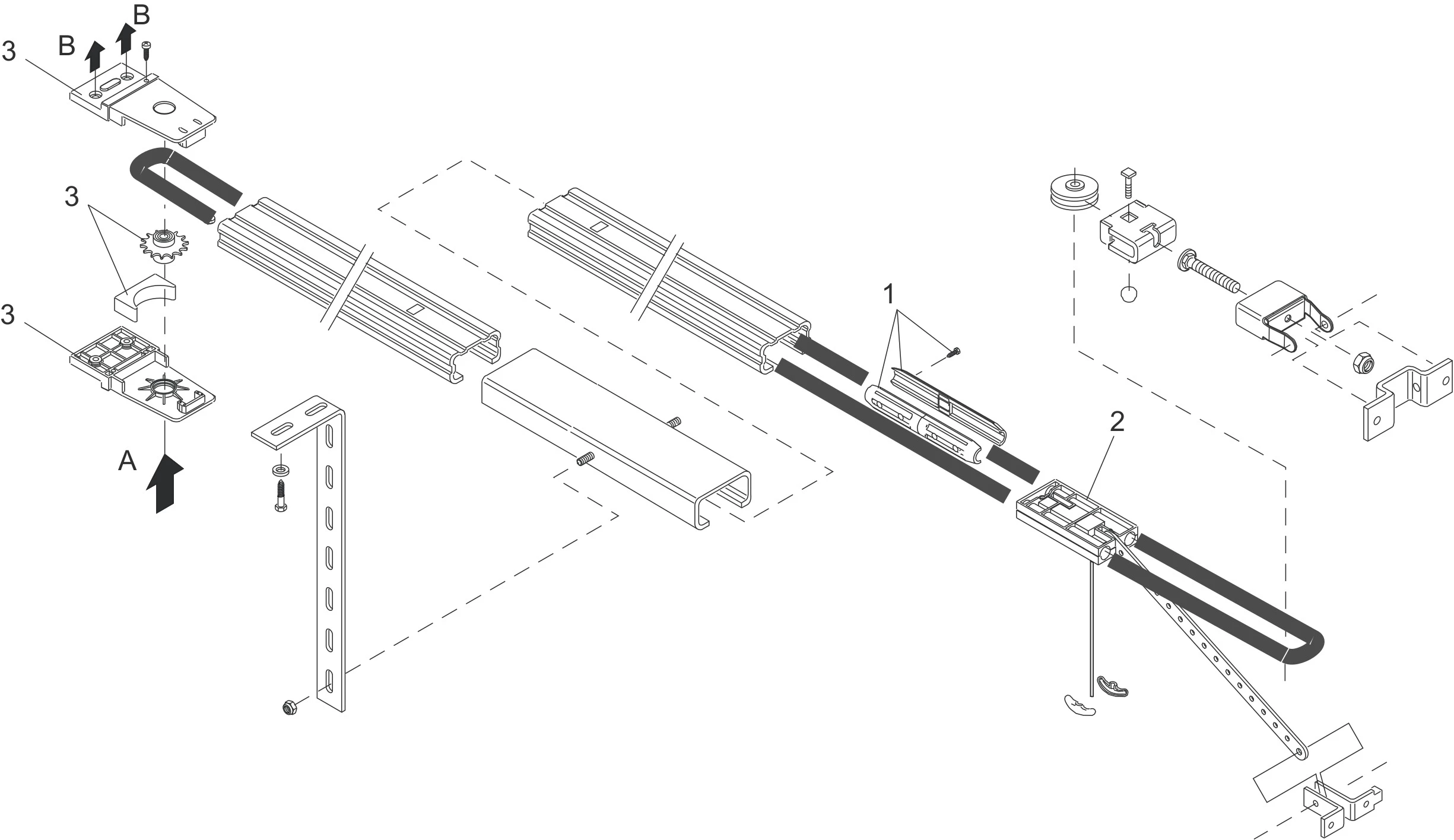 Pièces de rechange, schéma de l'entraînement Genius Genius Zenith G60 Rail avec sangle