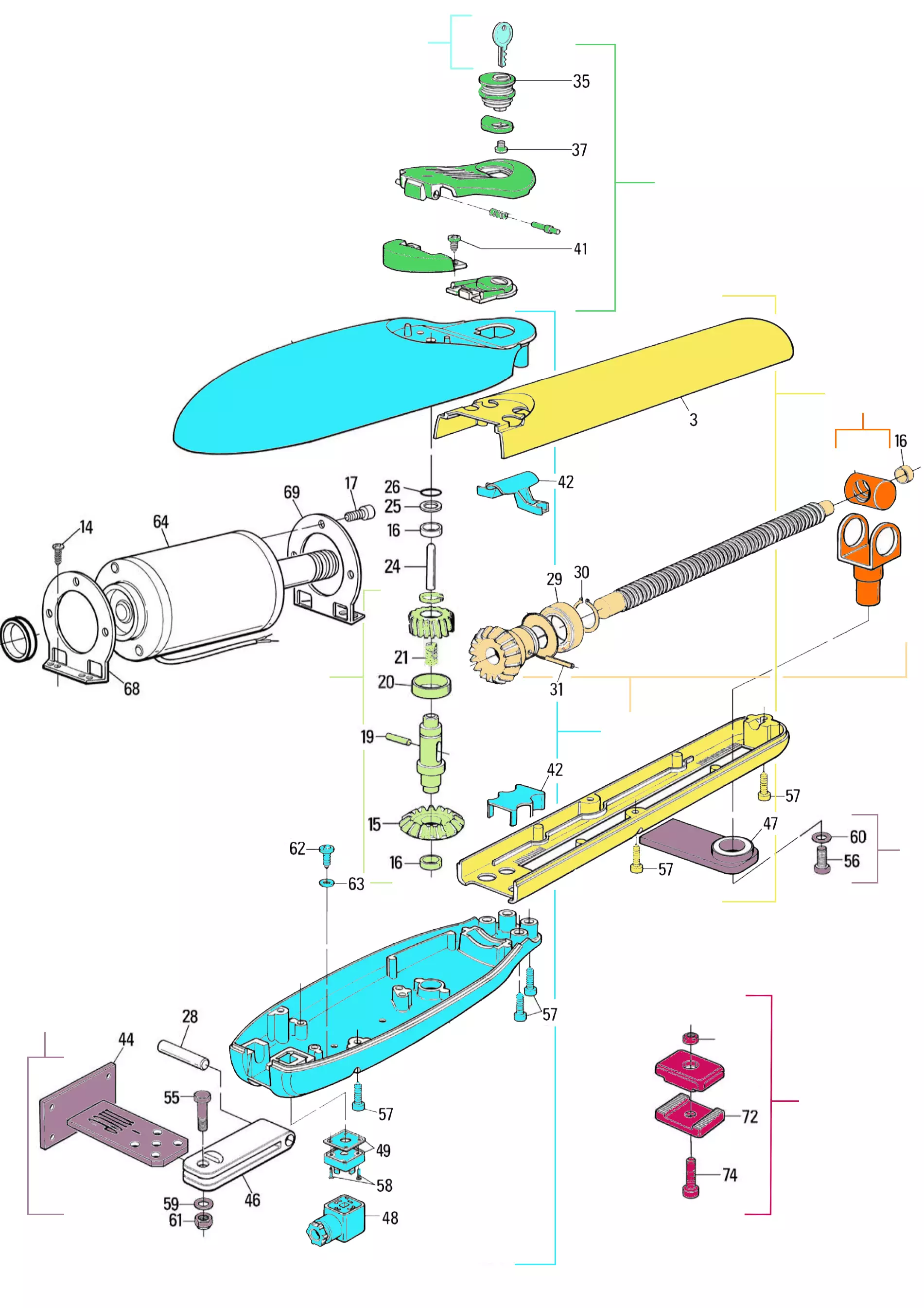 Pièces de rechange, schéma de l'entraînement Nice Nice Moby 4024 (MB4024)