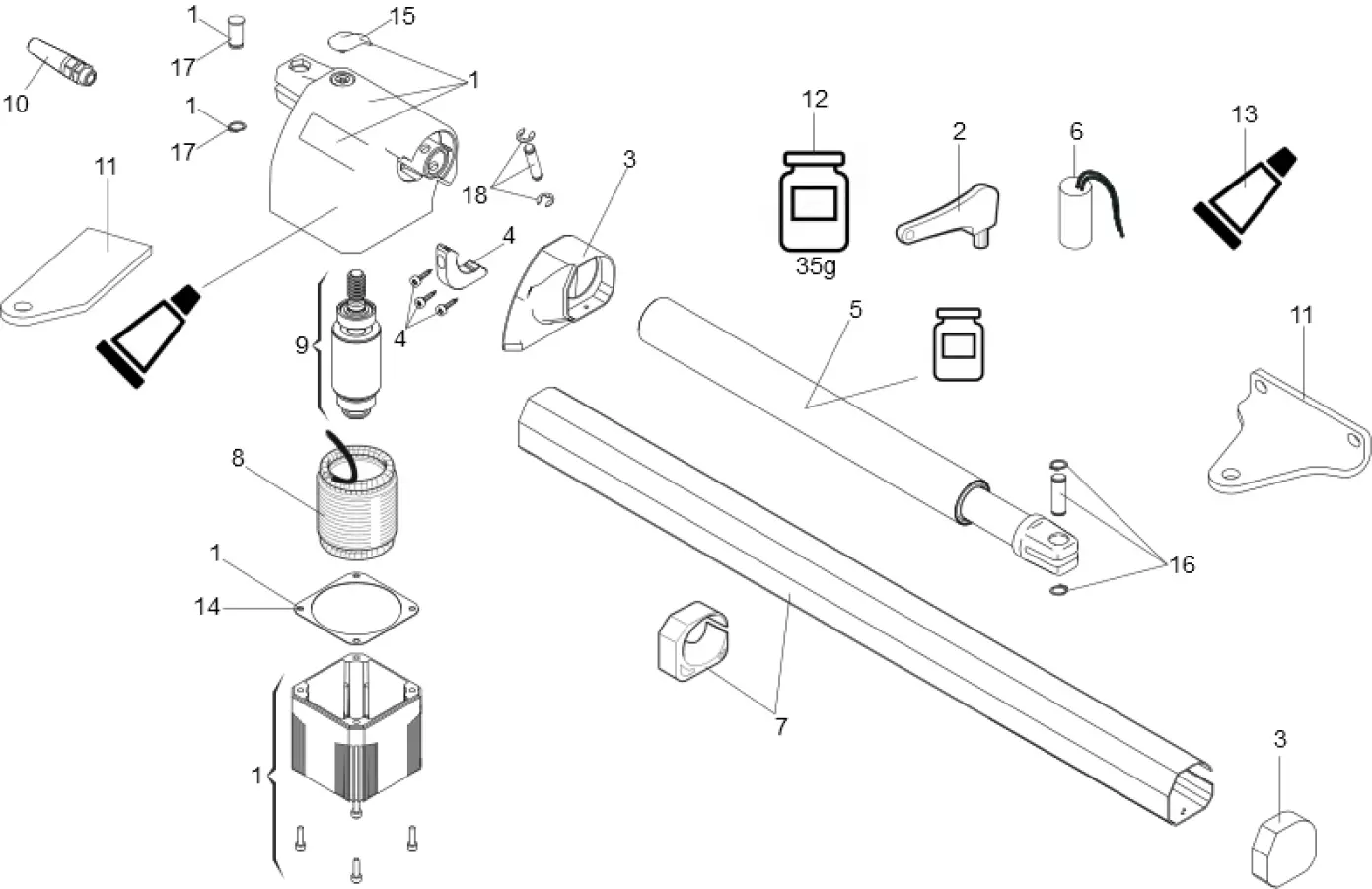 أجزاء الخدمة، الرسم التخطيطي لمحرك الأقراص FAAC Faac 412 115V SX UL/CSA يسار