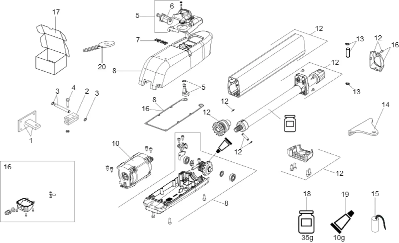 أجزاء الخدمة، الرسم التخطيطي لمحرك الأقراص FAAC Faac 415 115V