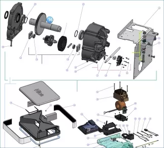 Nice PD1914A0000 Главный выходной вал с зубчатым колесом.