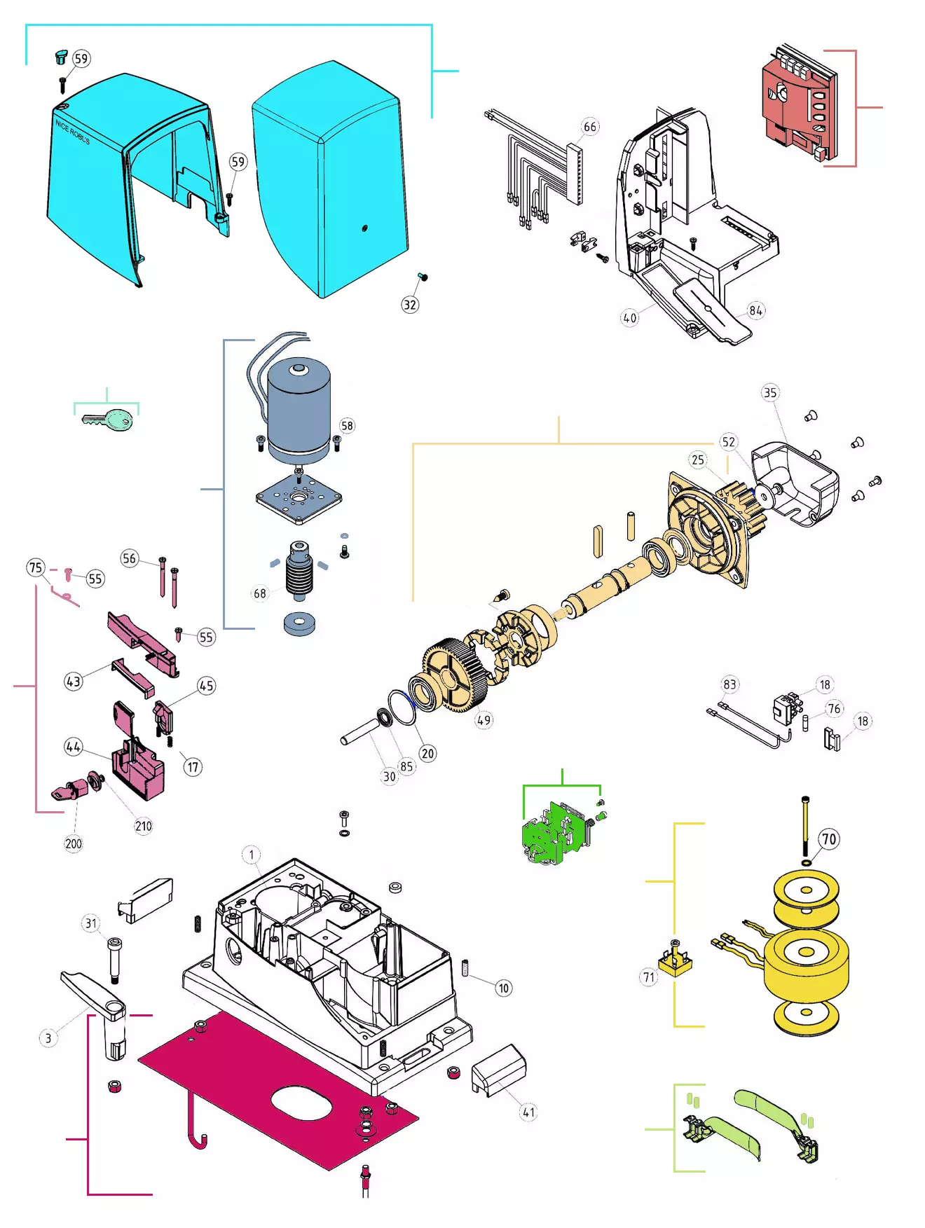 Parti di ricambio, schema di guida Nice Nice Robus 1000 R10