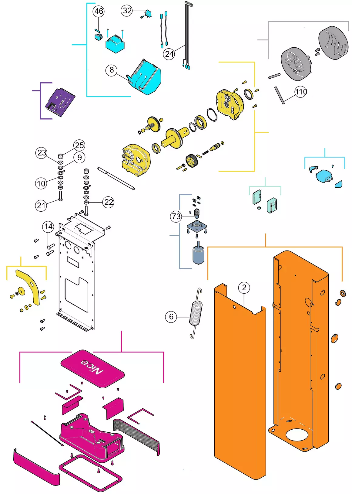 Parti di ricambio, schema di guida Nice Nice SBar R10