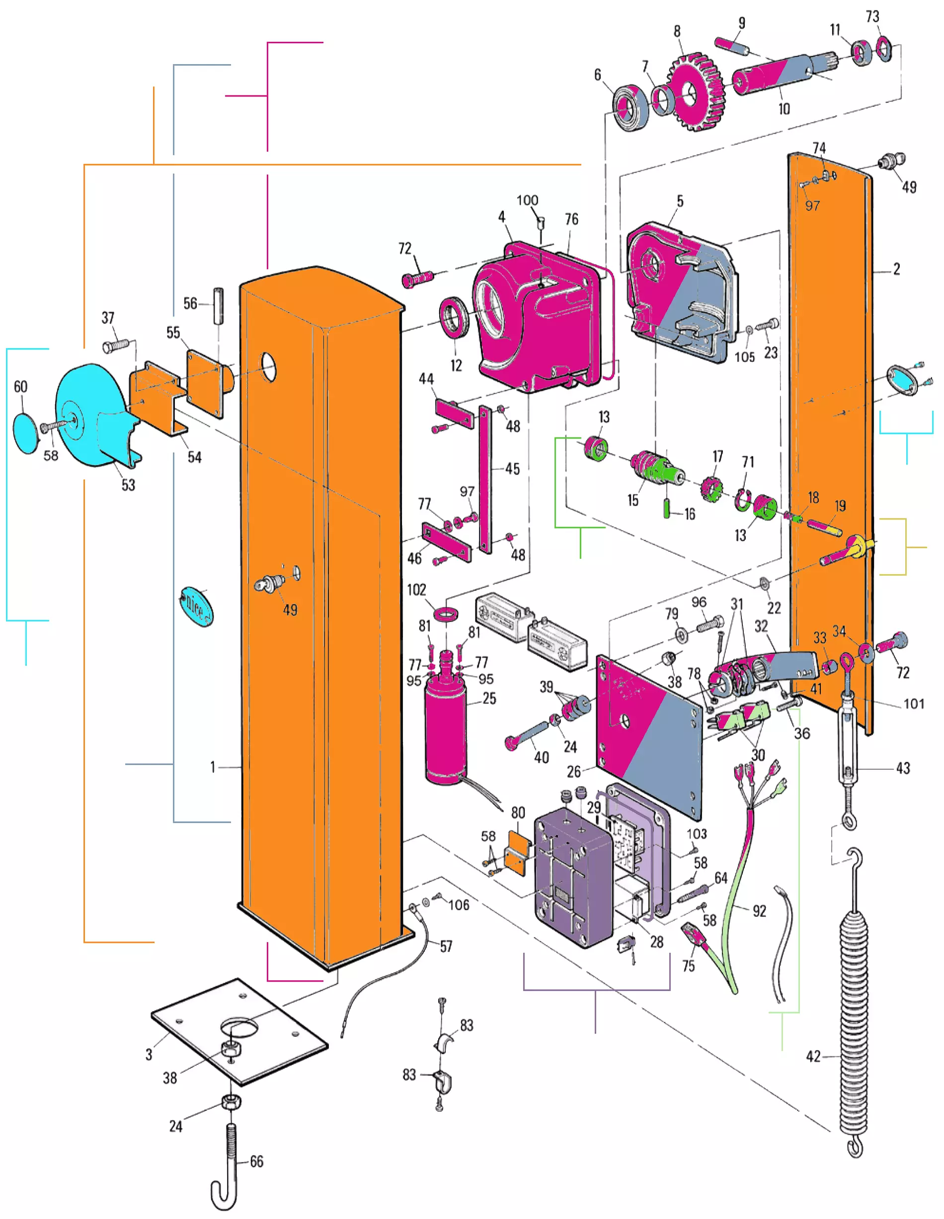 Piese de schimb, schema de conducere Nice Nice Wil 6 (înainte de modernizare)