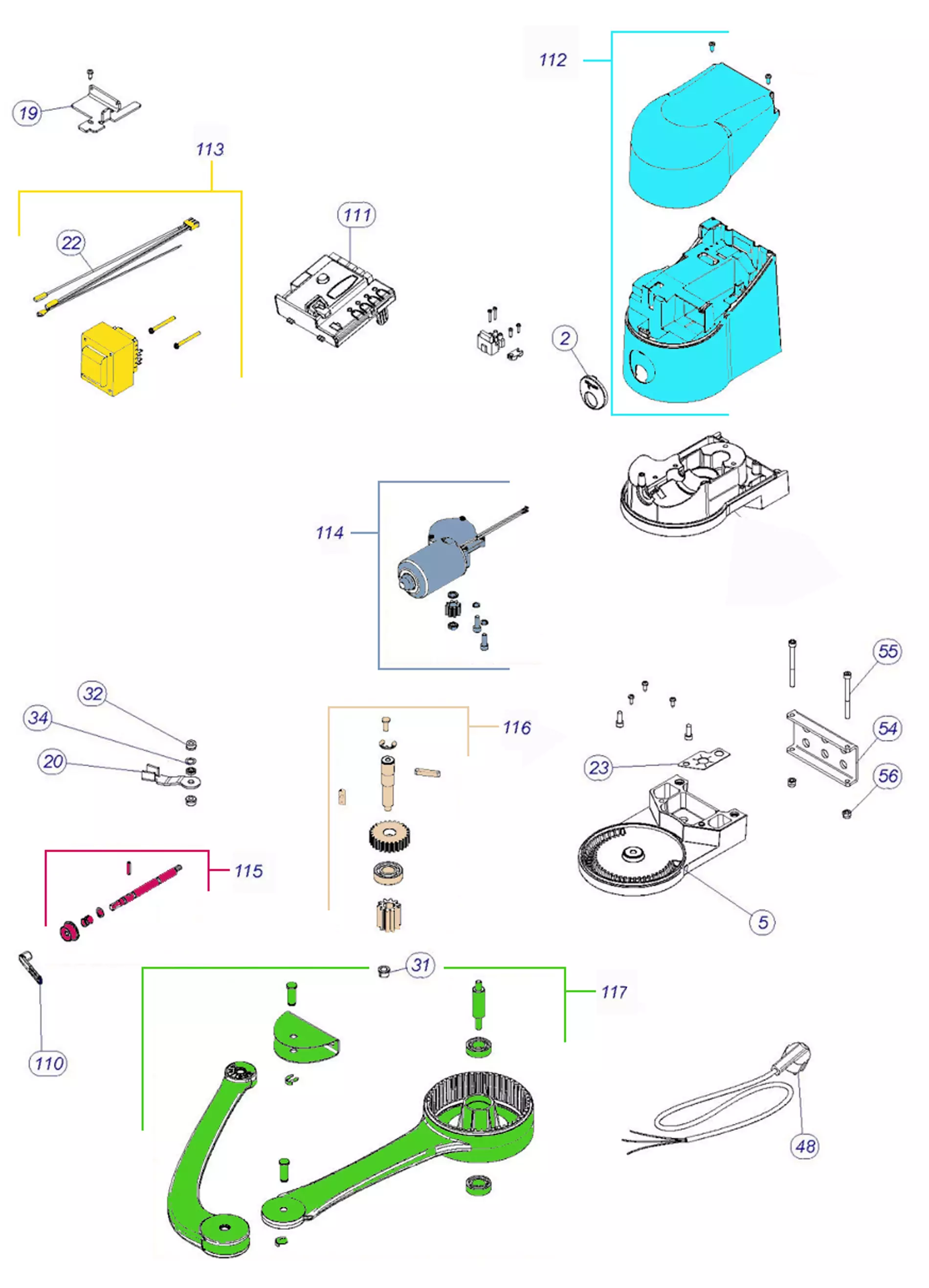 Piezas de repuesto, esquema de conducción NiceHome NiceHome Maestro 200