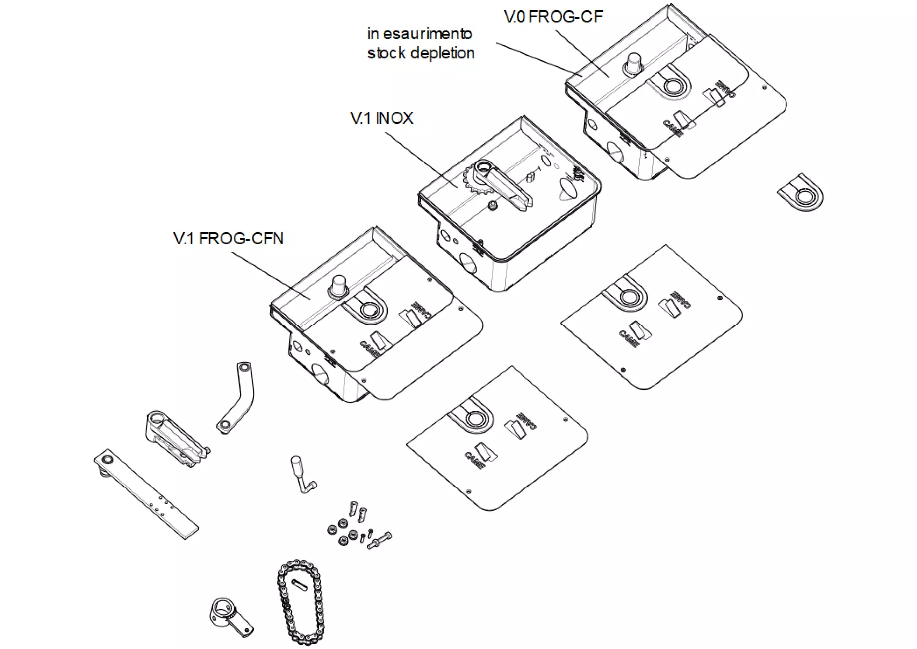 Service onderdelen, schema om te rijden CAME Came Frog CF-CFI