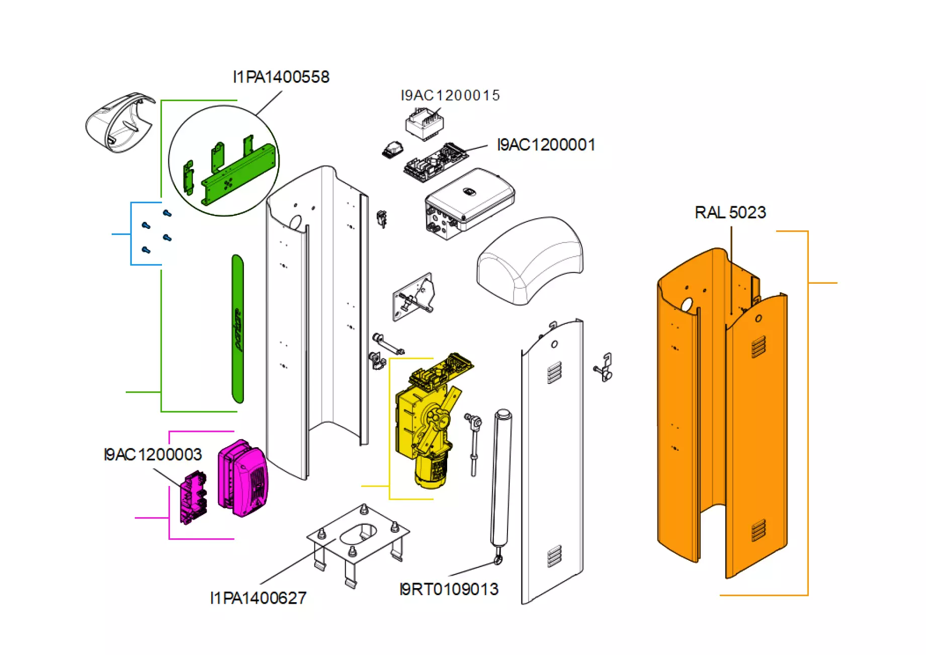 Service onderdelen, schema om te rijden CAME Came Gard 4 I1PB0500026-28