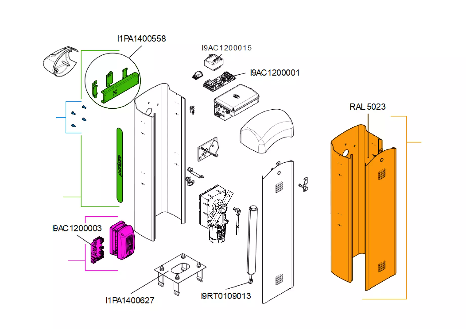 Service onderdelen, schema om te rijden CAME Came Gard 4 I1PB0500026-28