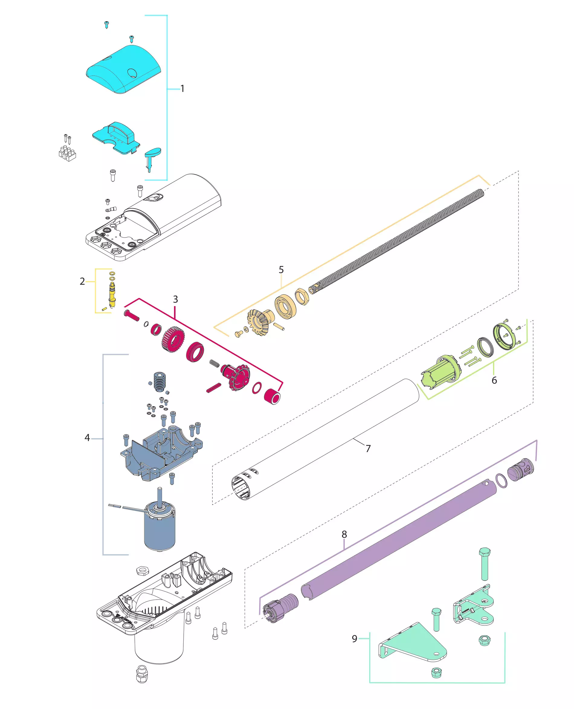 Service onderdelen, schema om te rijden KINGgates KINGgates Linear 24V 500 (na modernisering)