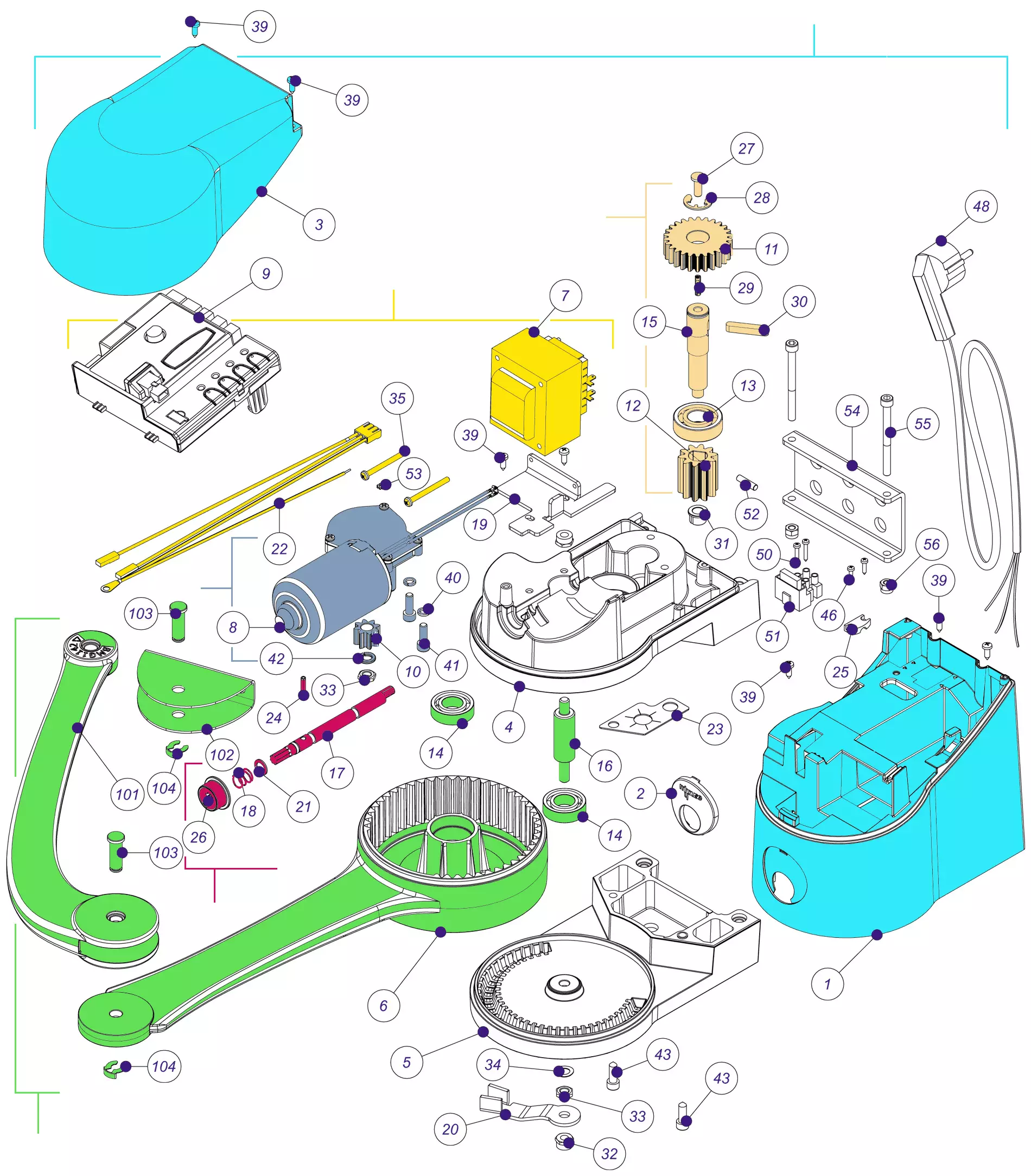 Service onderdelen, schema om te rijden Mhouse Mhouse WS200S