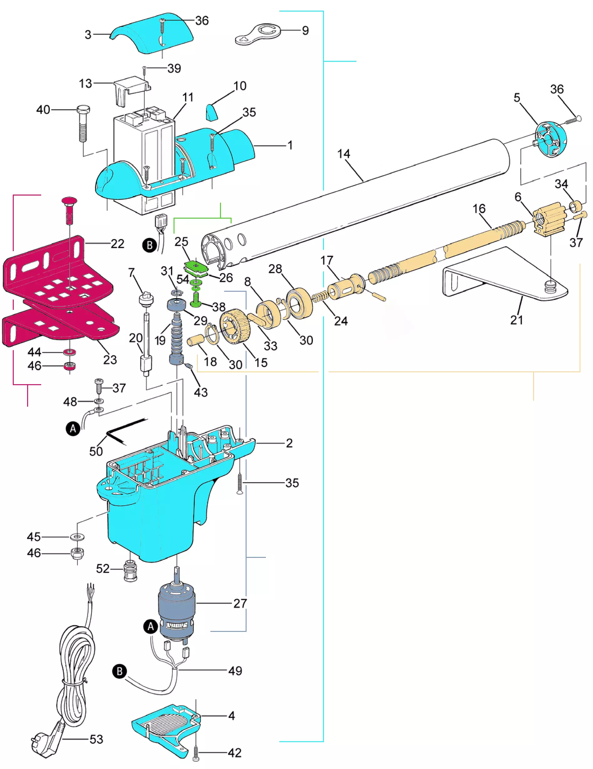 Service onderdelen, schema om te rijden Moovo Moovo XW532