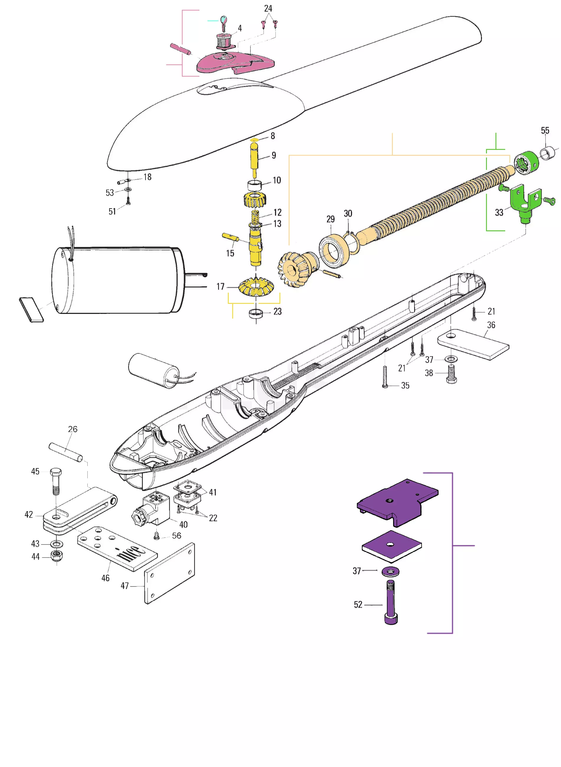 Service onderdelen, schema om te rijden Nice Nice Pluto 4024 (PL4024)