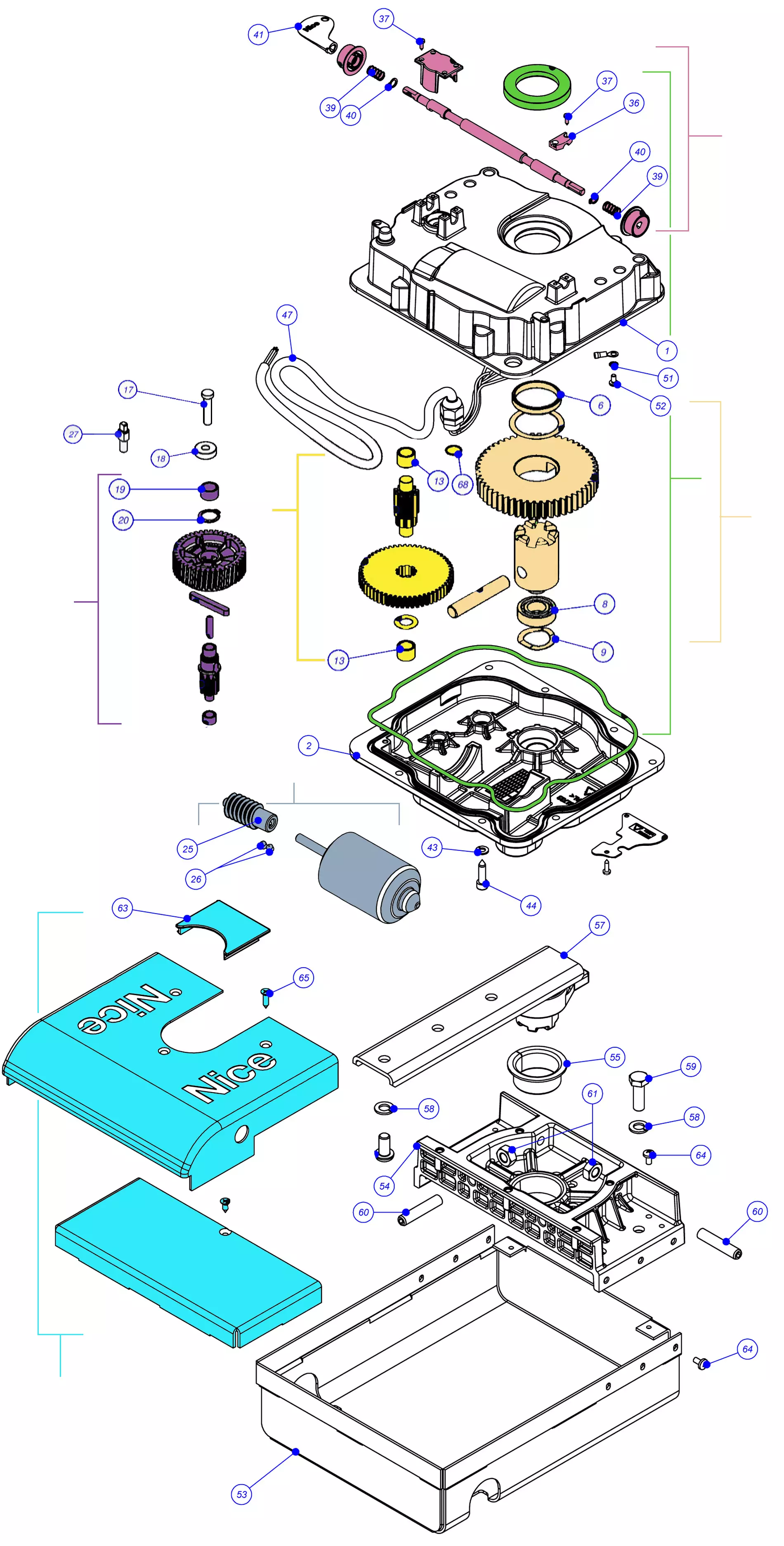 Service onderdelen, schema om te rijden Nice Nice S-Fab (XME2024)