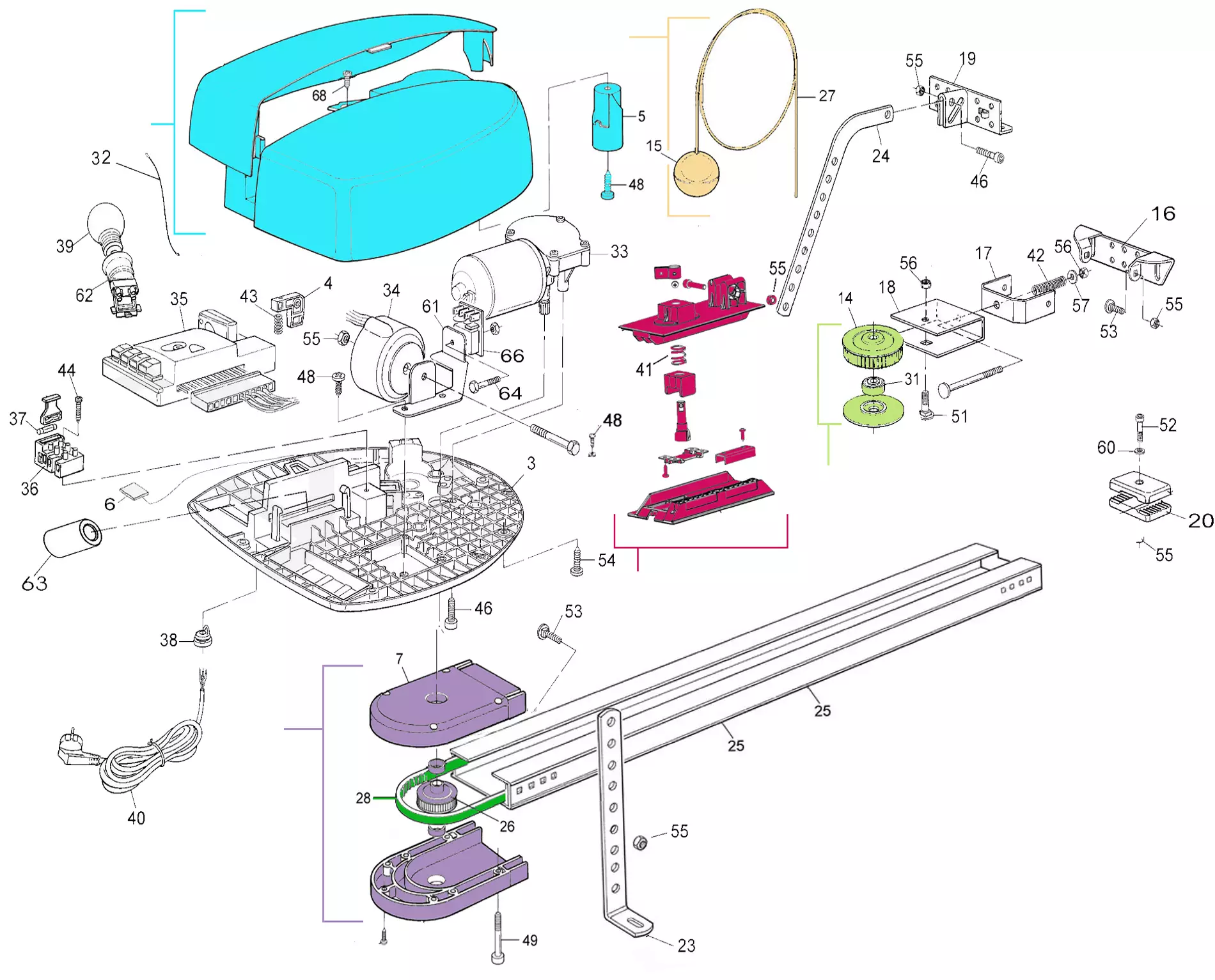 Servicedelar, schema för att köra Nice Nice Spin 6031 (SN6031)