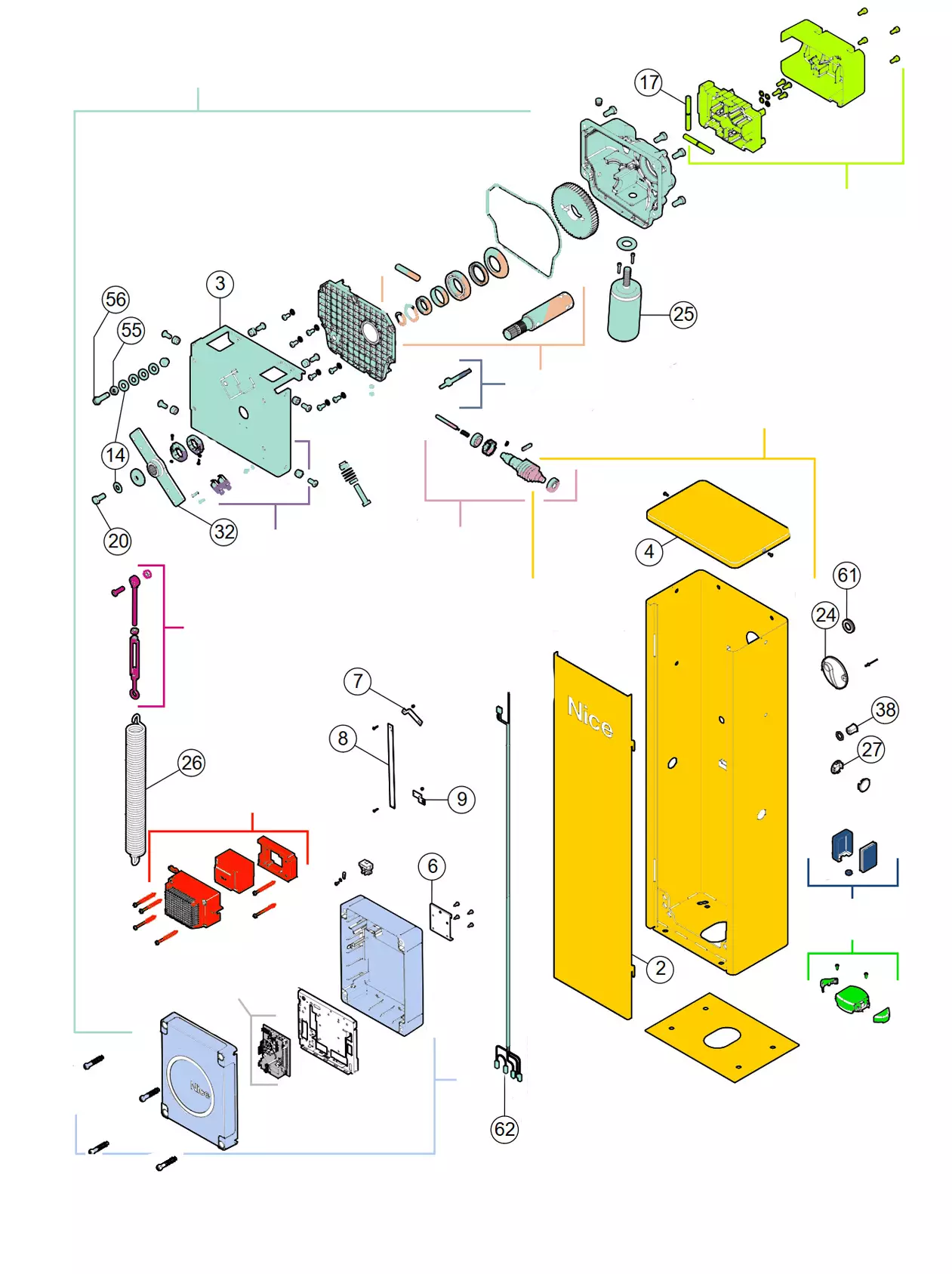 Servicedelar, schema för att köra Nice Nice Wide M R10