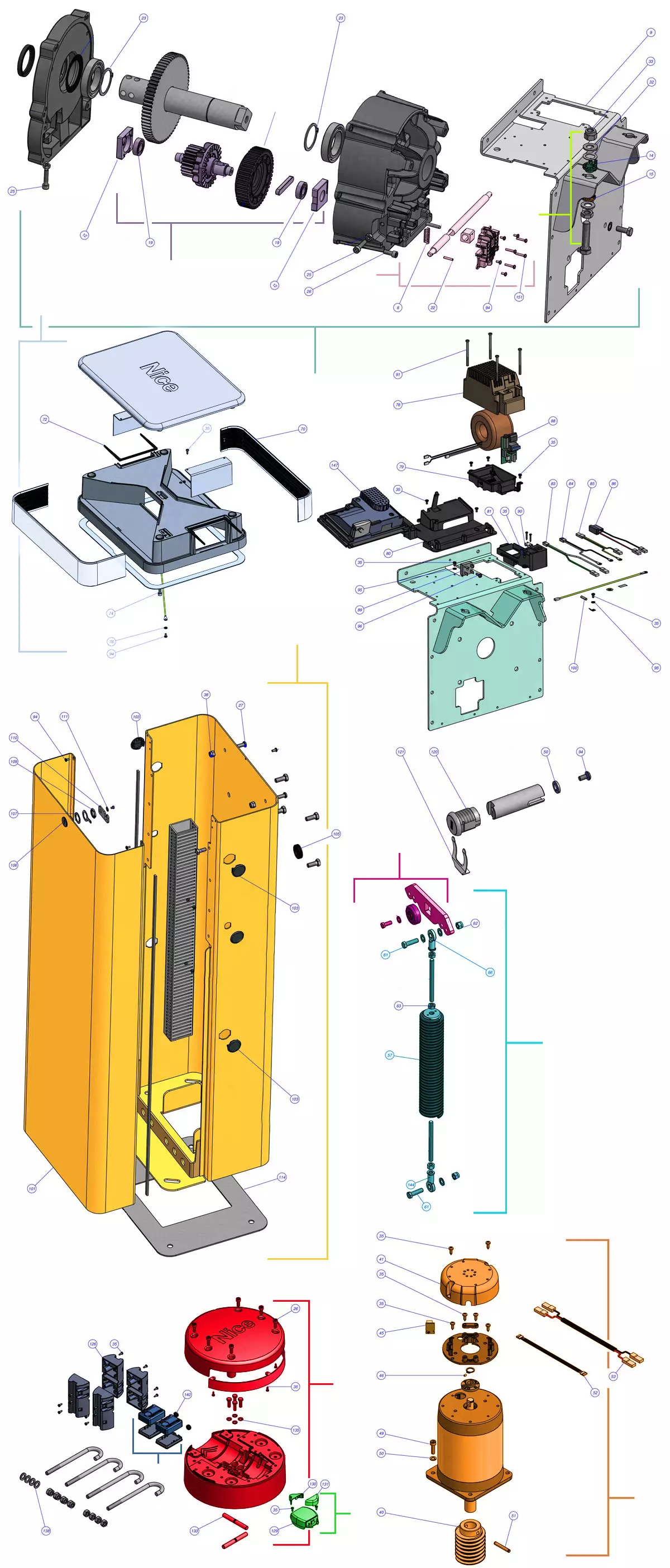 Serviceteile, Schema zum Fahren Nice Nice M7Bar