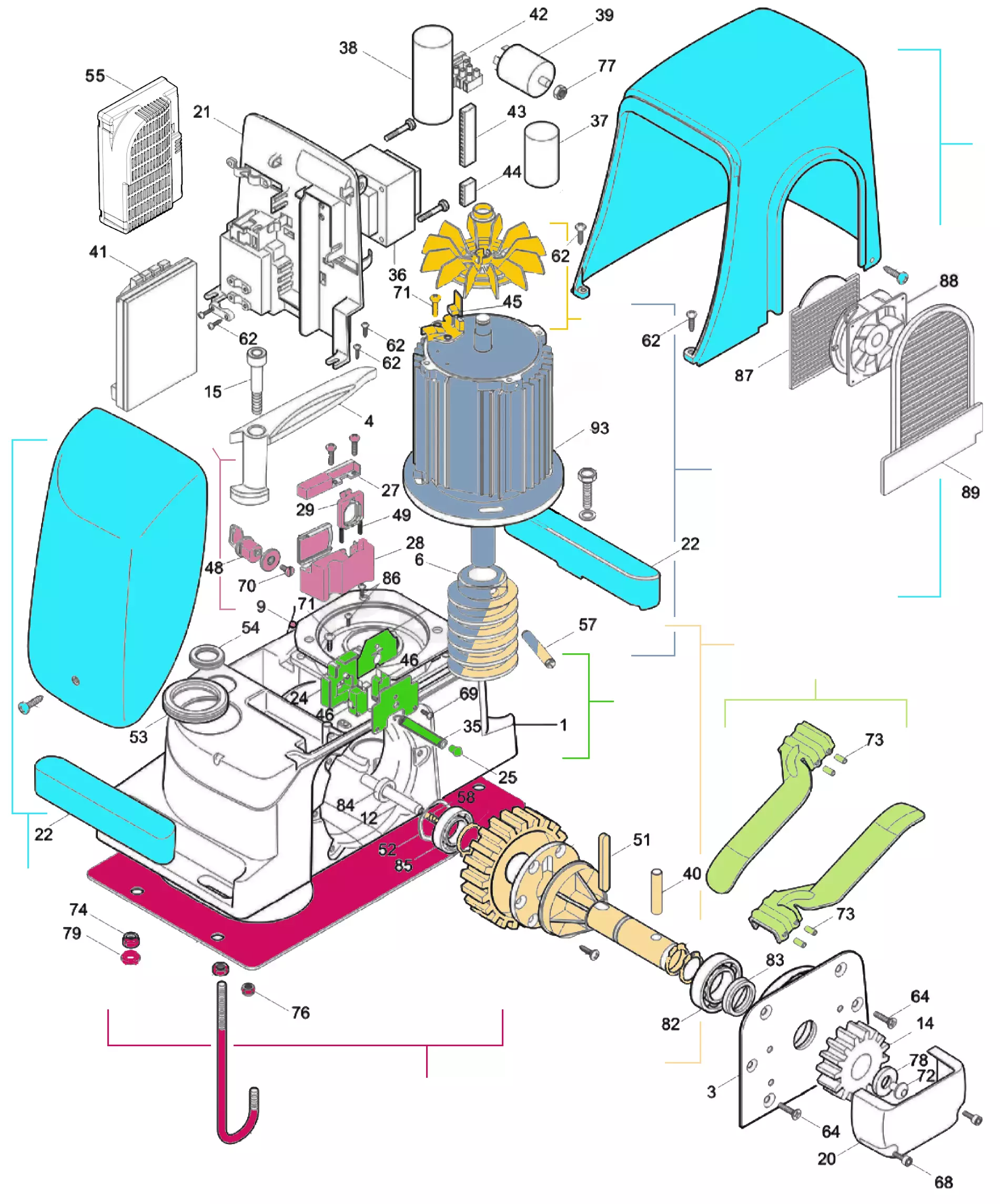 Serviceteile, Schema zum Fahren Nice Nice Run 2500I (RUN2500I)