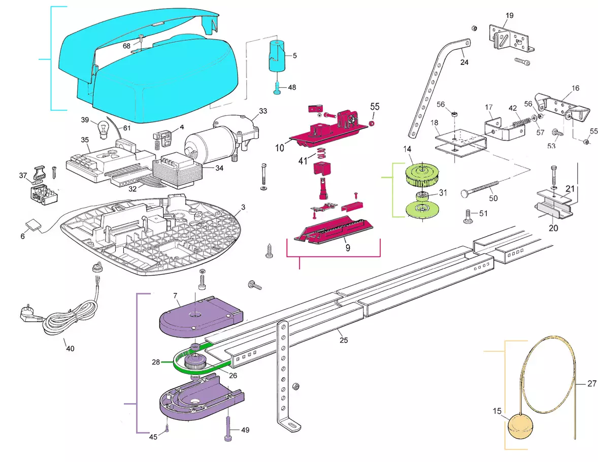 Serviceteile, Schema zum Fahren Nice Nice Spin 23 (SPIN23)