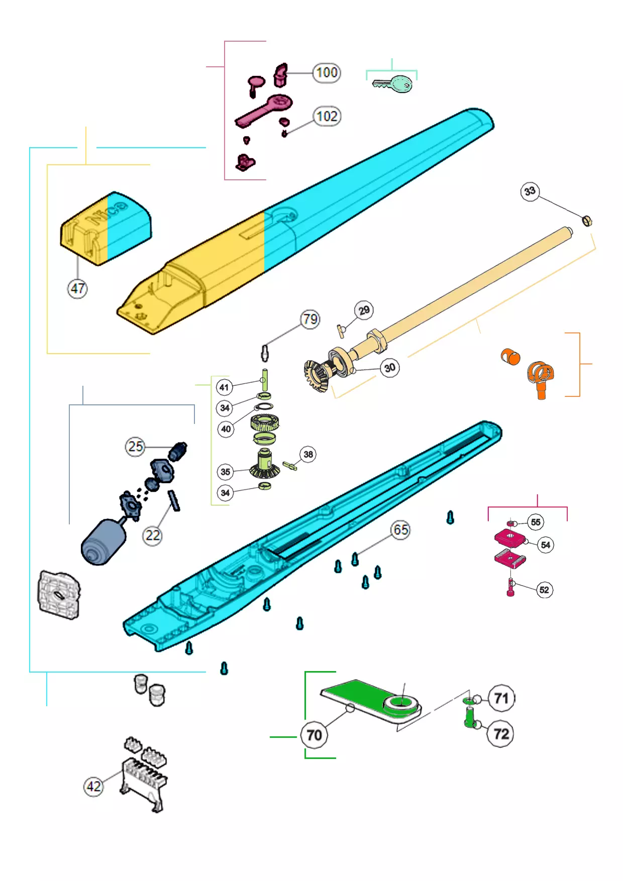 Serviceteile, Schema zum Fahren Nice Nice Toona 5024I (TO5024I)