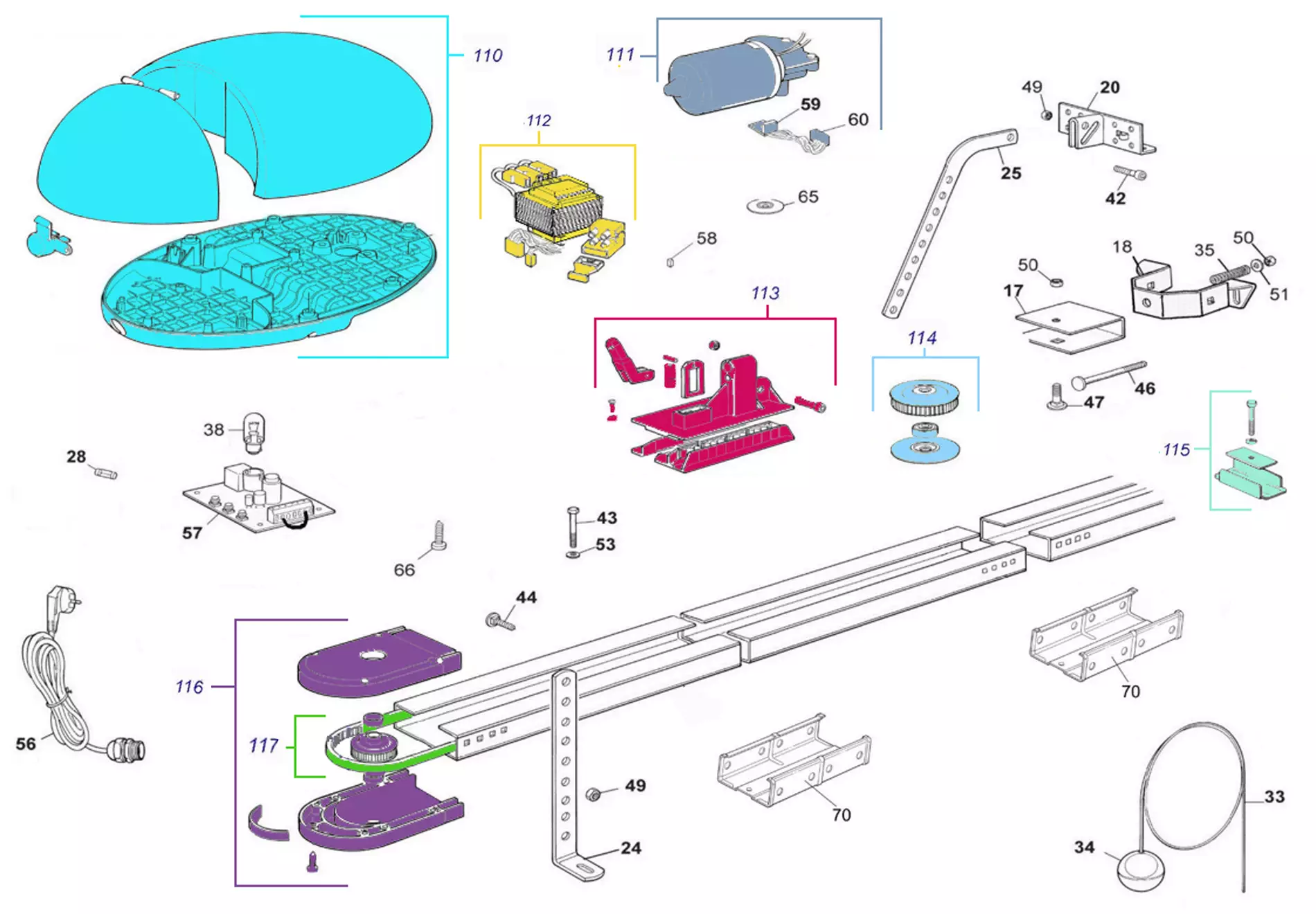 Serviceteile, Schema zum Fahren NiceHome NiceHome Avio 500