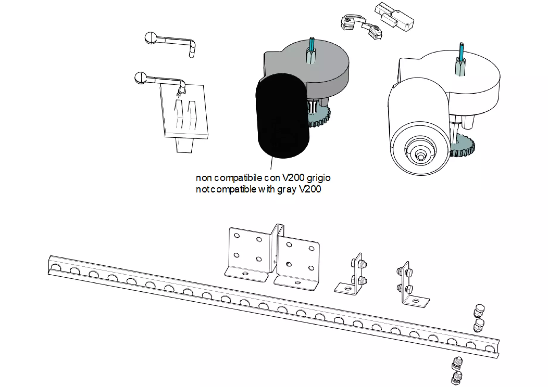 Сервисные запчасти, схема проезда CAME V200 V1000