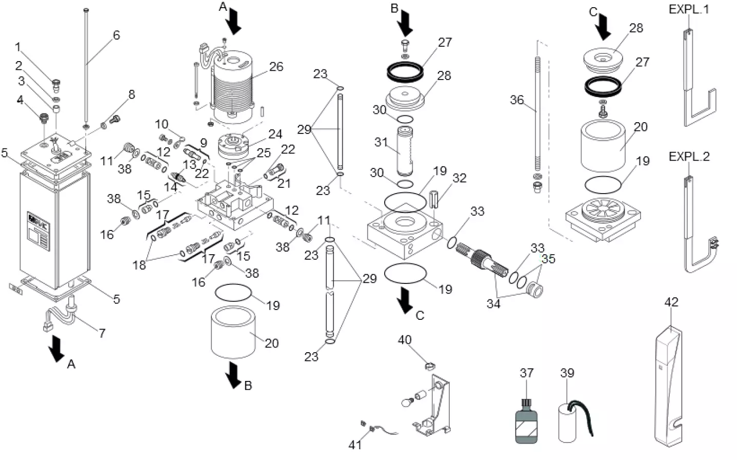 Сервисные запчасти, схема проезда FAAC Faac 595 S