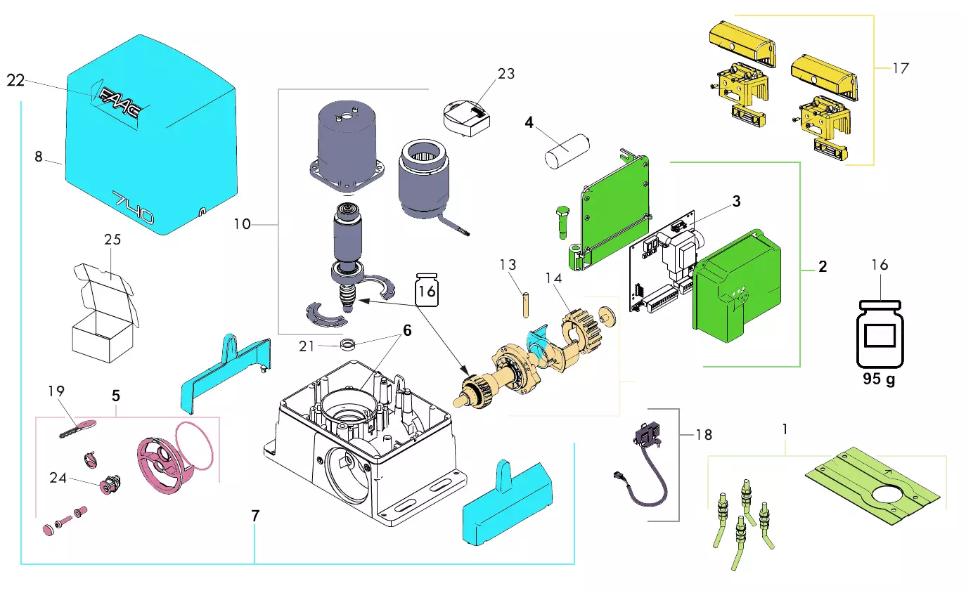 Сервисные запчасти, схема проезда FAAC Faac 741
