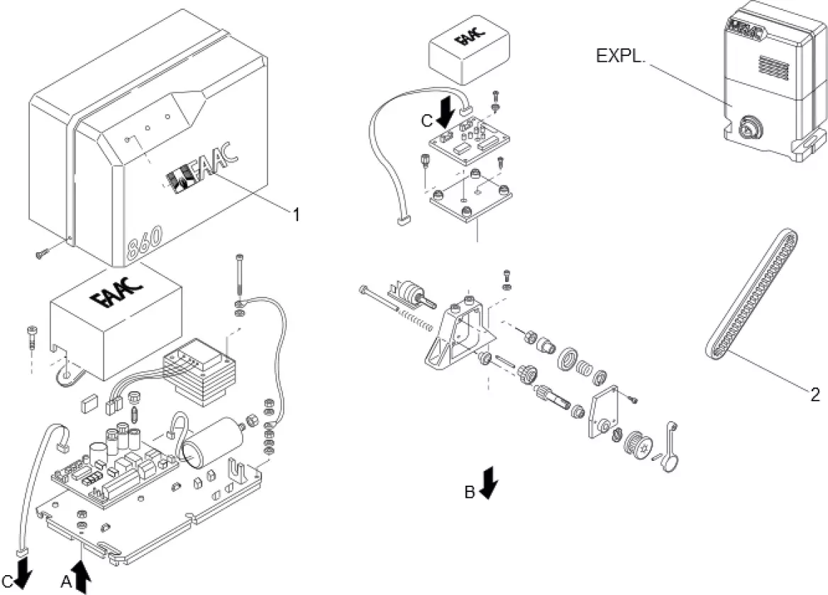 Сервисные запчасти, схема проезда FAAC Faac 860 EMC