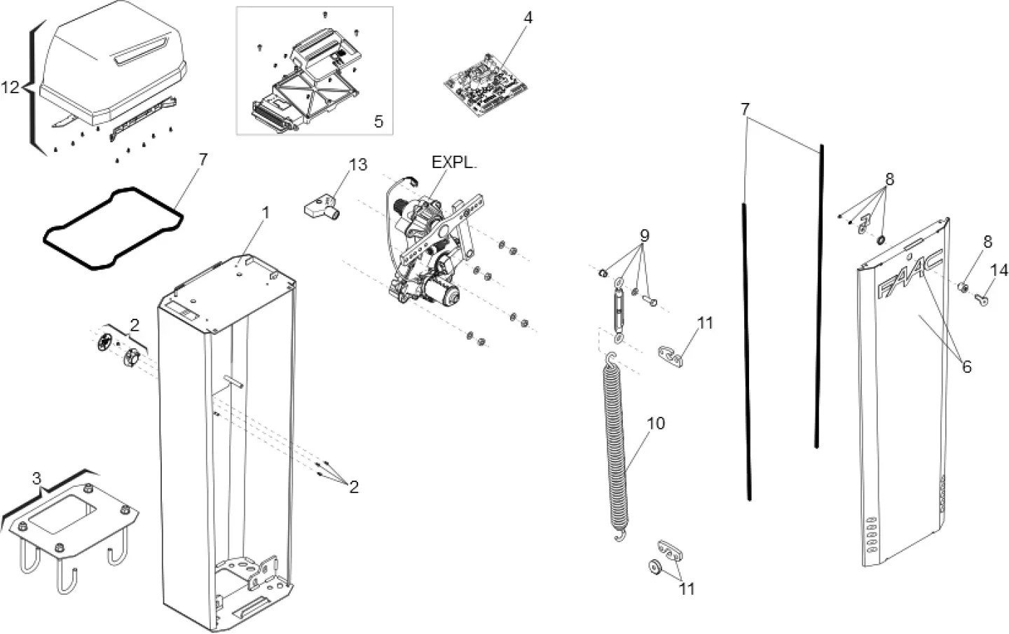 Сервисные запчасти, схема проезда FAAC Faac B614