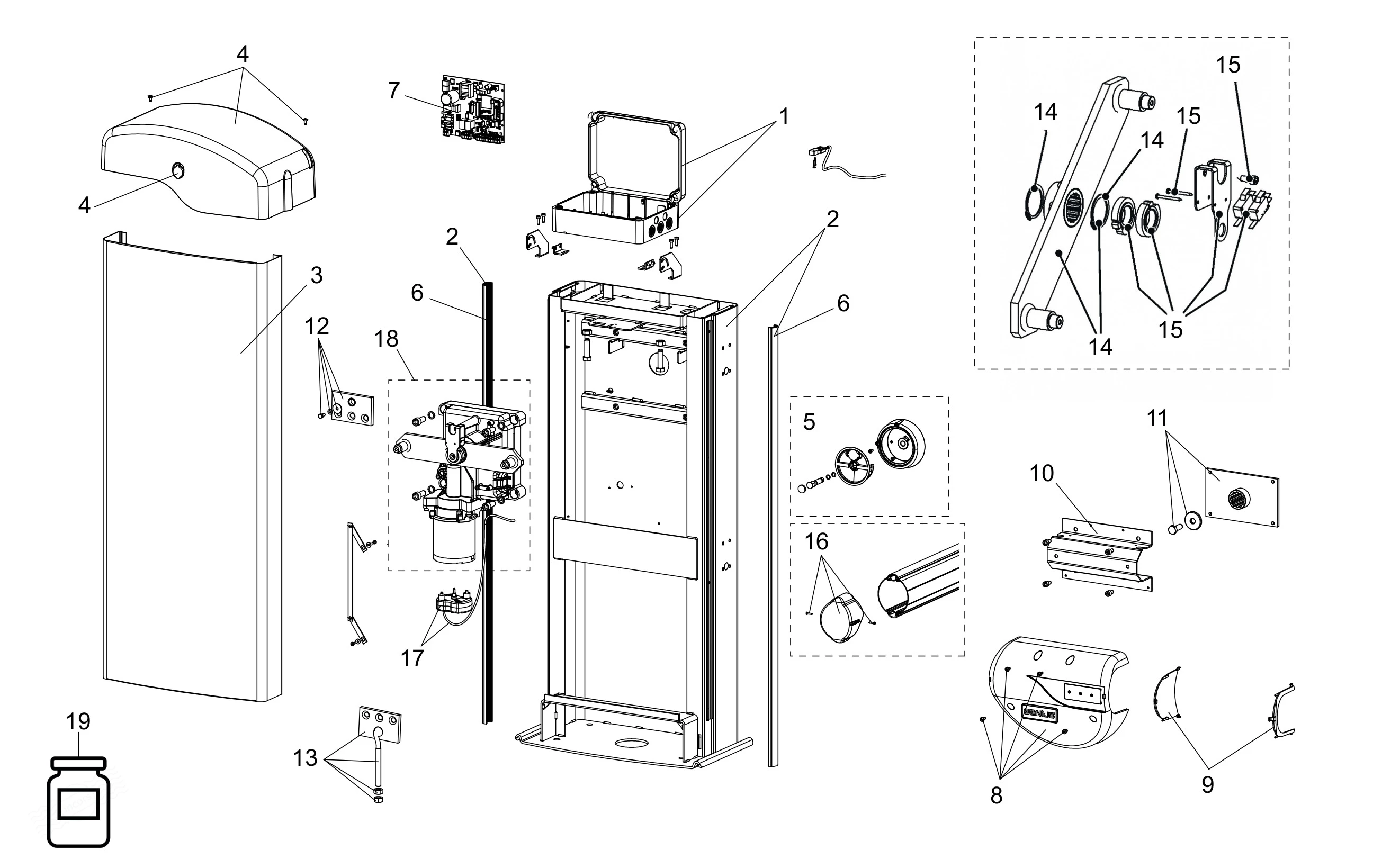 Сервисные запчасти, схема проезда Genius RAINBOW 524 C