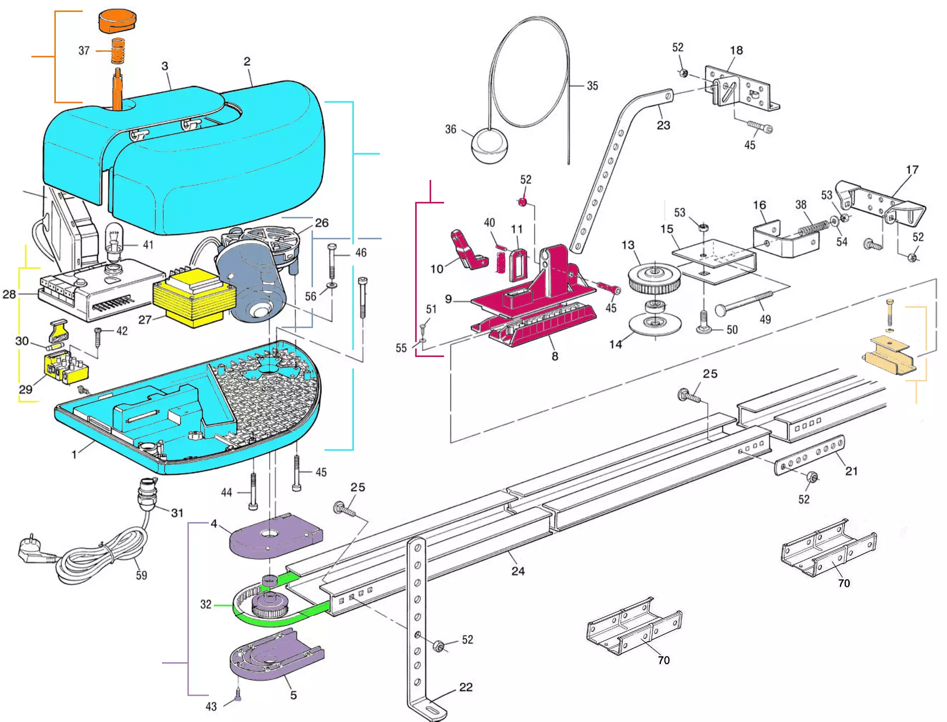 Сервисные запчасти, схема проезда Mhouse Mhouse GD1 / GD1N