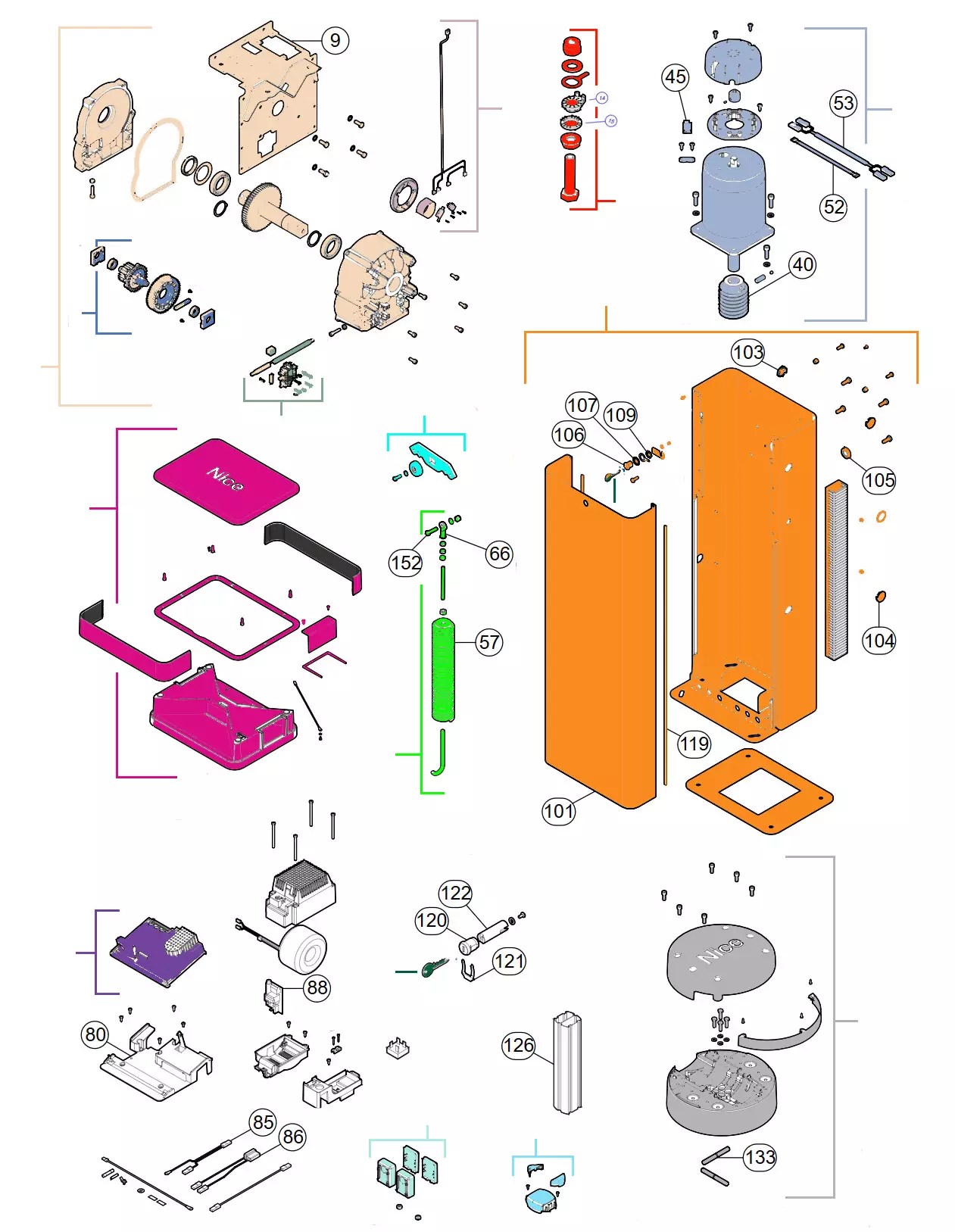 Сервисные запчасти, схема проезда Nice Nice M3Bar R10