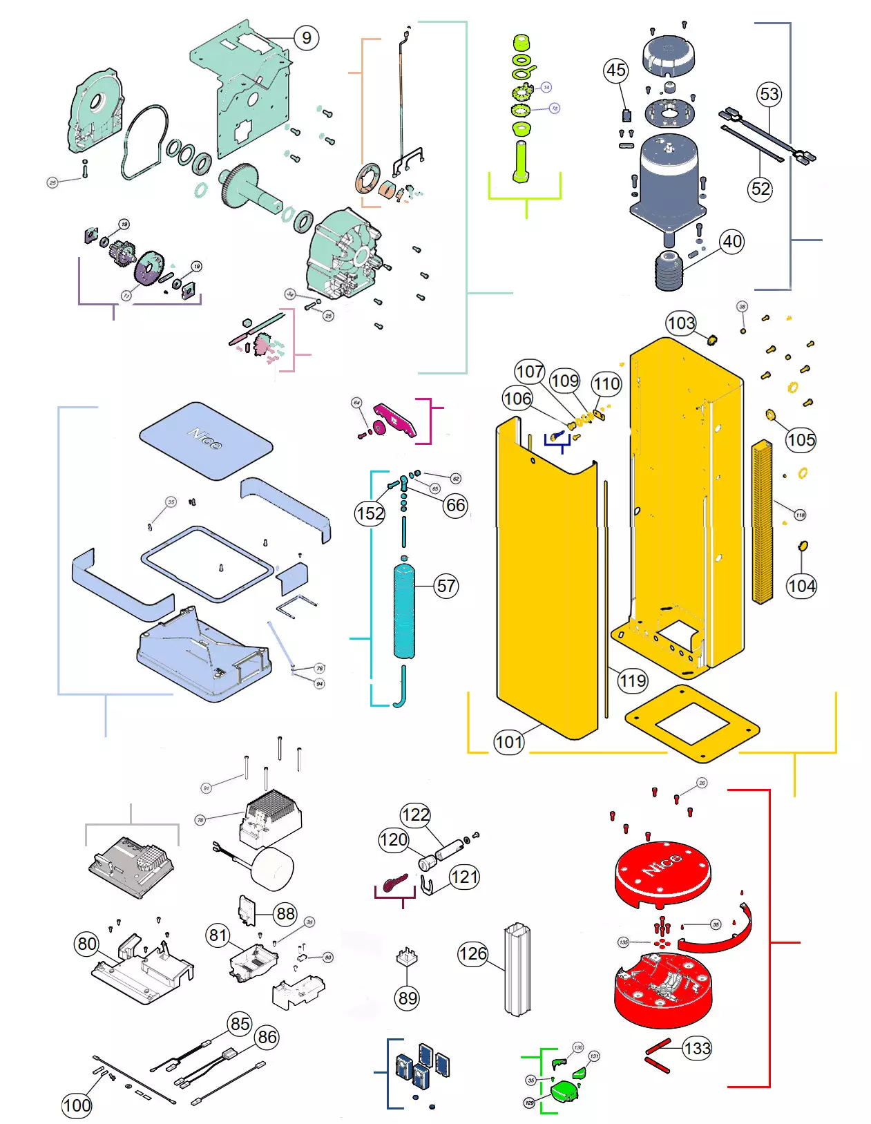Сервисные запчасти, схема проезда Nice Nice M5Bar R10
