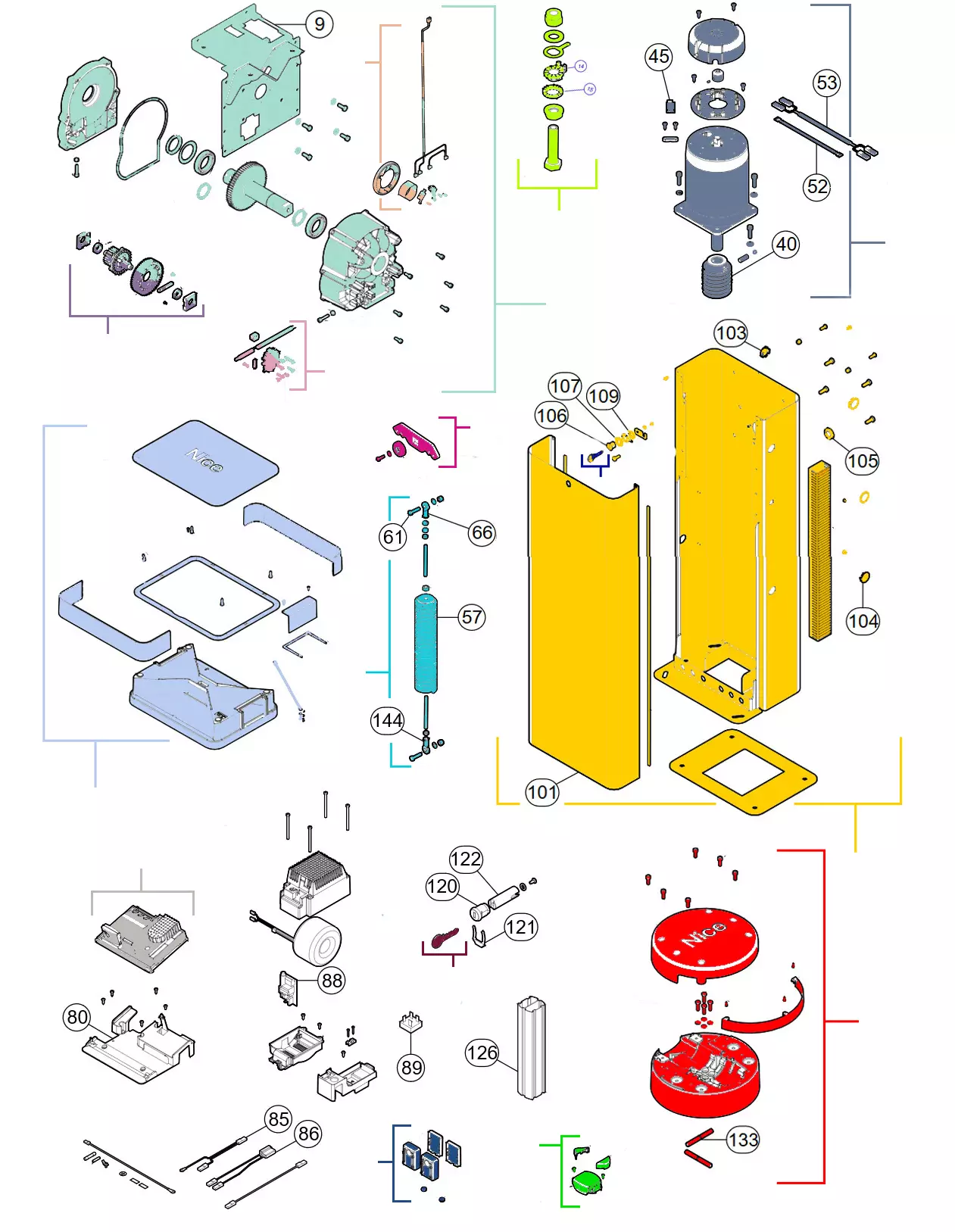 Сервисные запчасти, схема проезда Nice Nice M7Bar R10