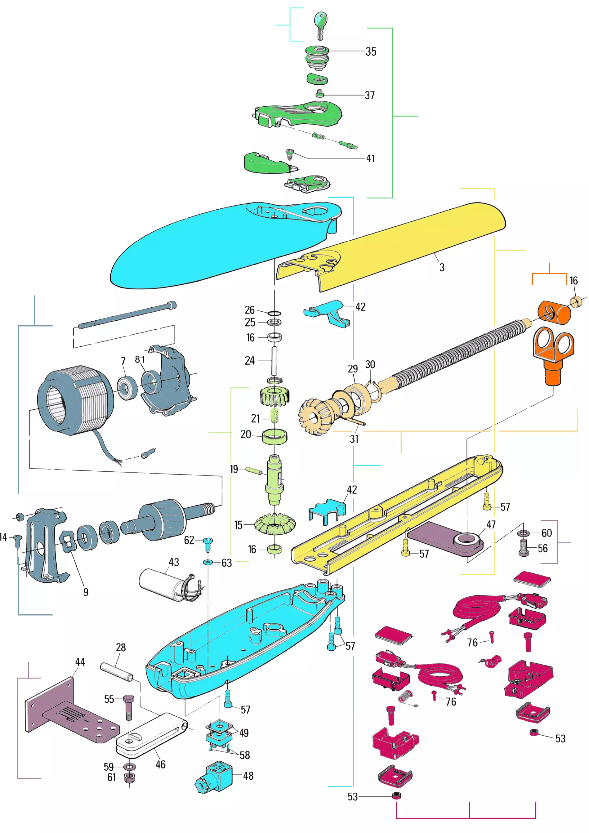 Сервисные запчасти, схема проезда Nice Nice Moby 5016 (MB5016)